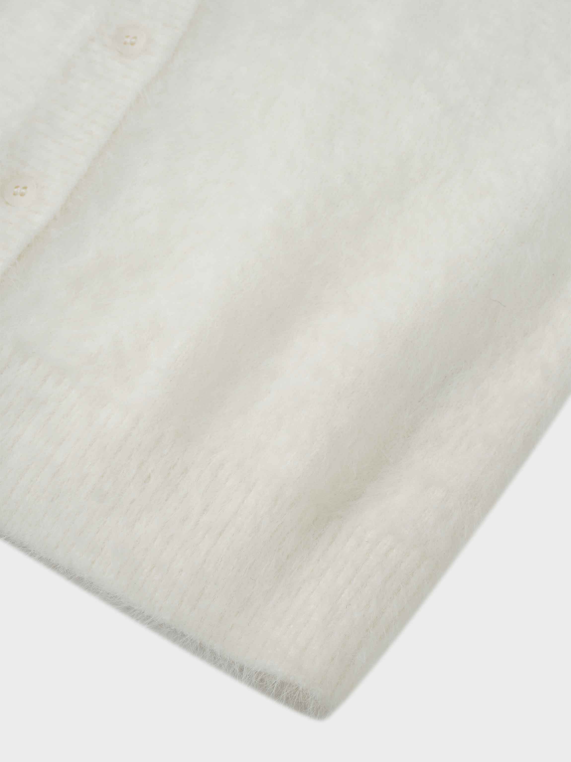 Mohair Shawl Collar Cardigan-Cream