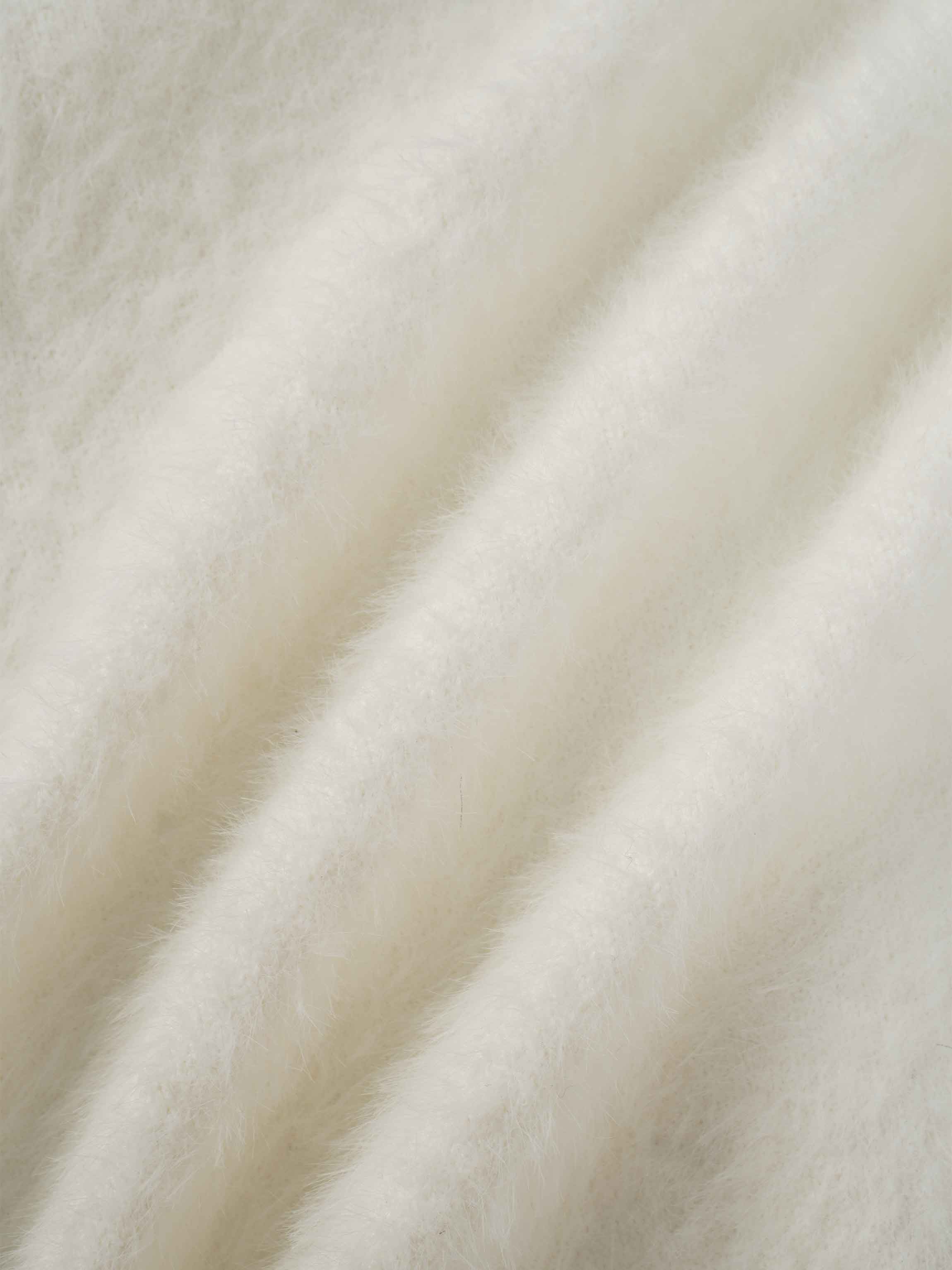 Mohair Shawl Collar Cardigan-Cream