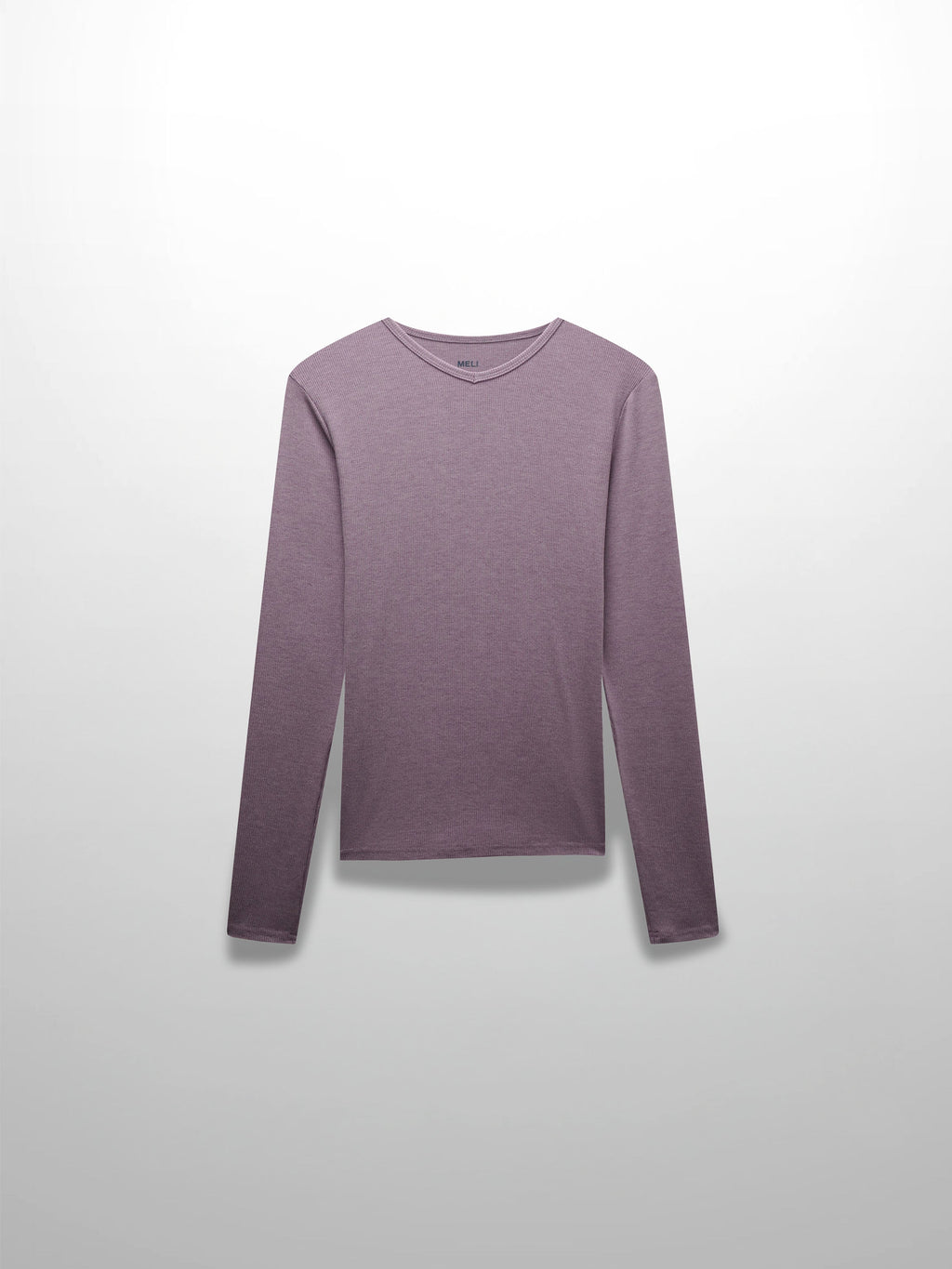 RIBBED HIGH V TEE LS-LIGHT PURPLE