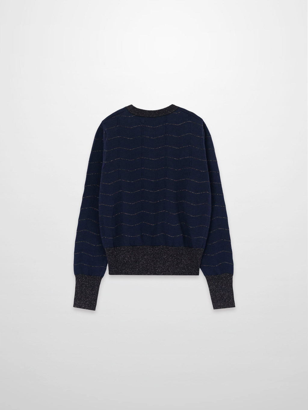 Lurex Striped Sweater-Navy/Black