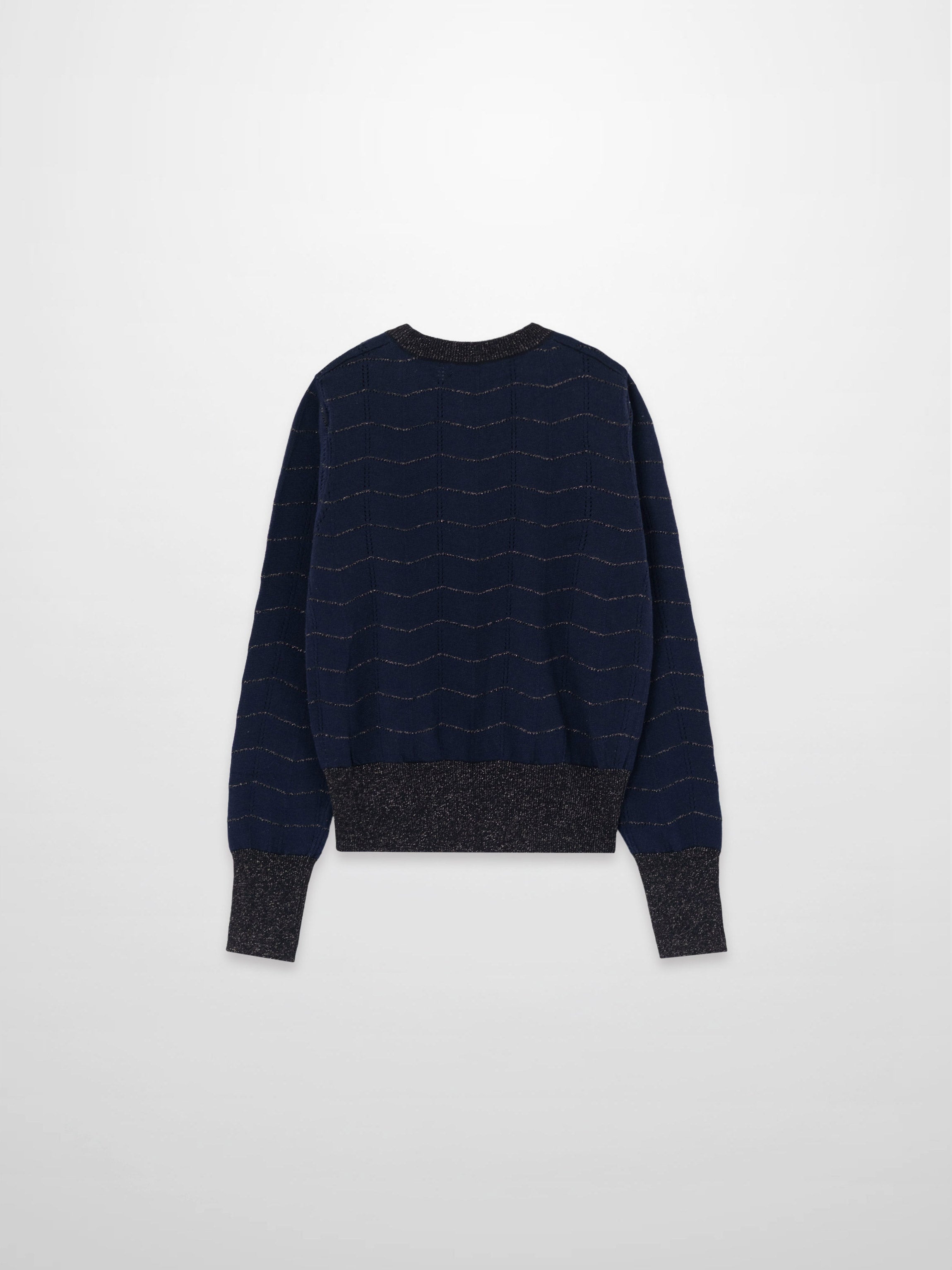 Lurex Striped Sweater-Navy/Black