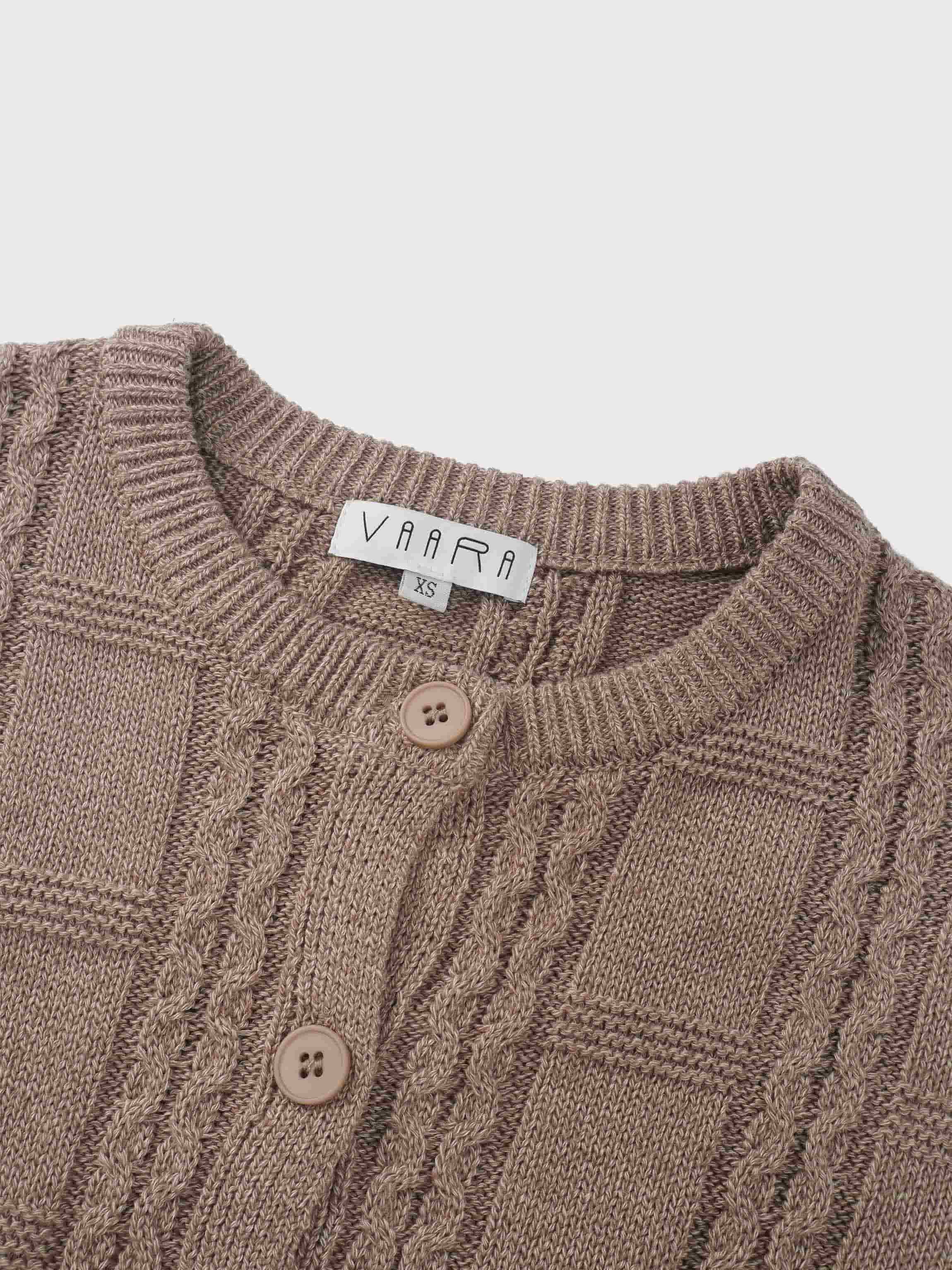 Cable Design Cardigan-Heathered Camel