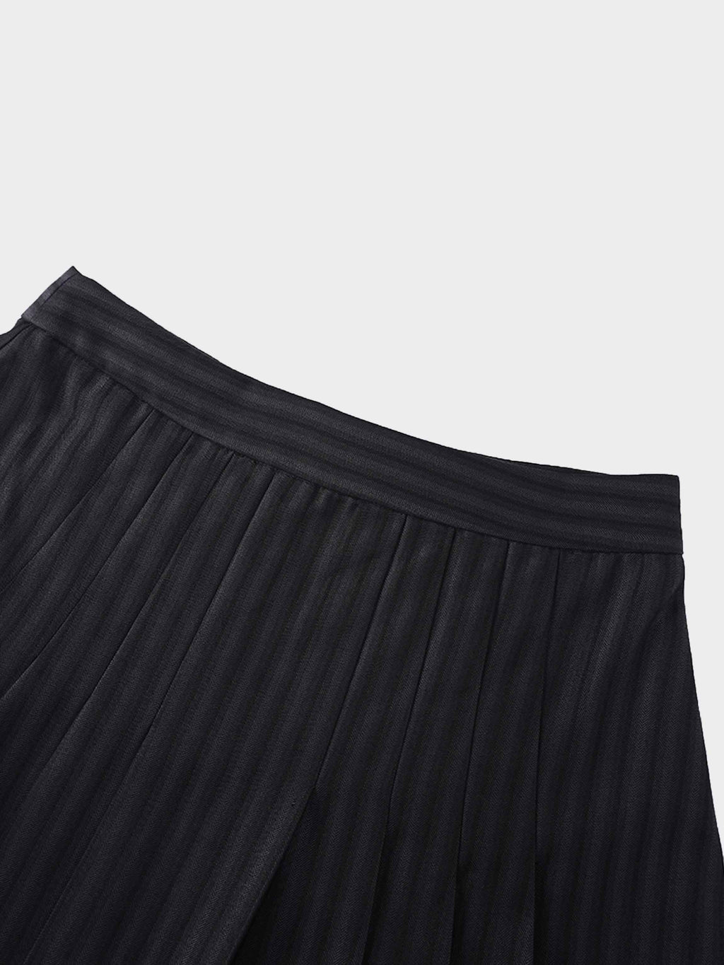 Herringbone Front Pleat Skirt-Grey/Black