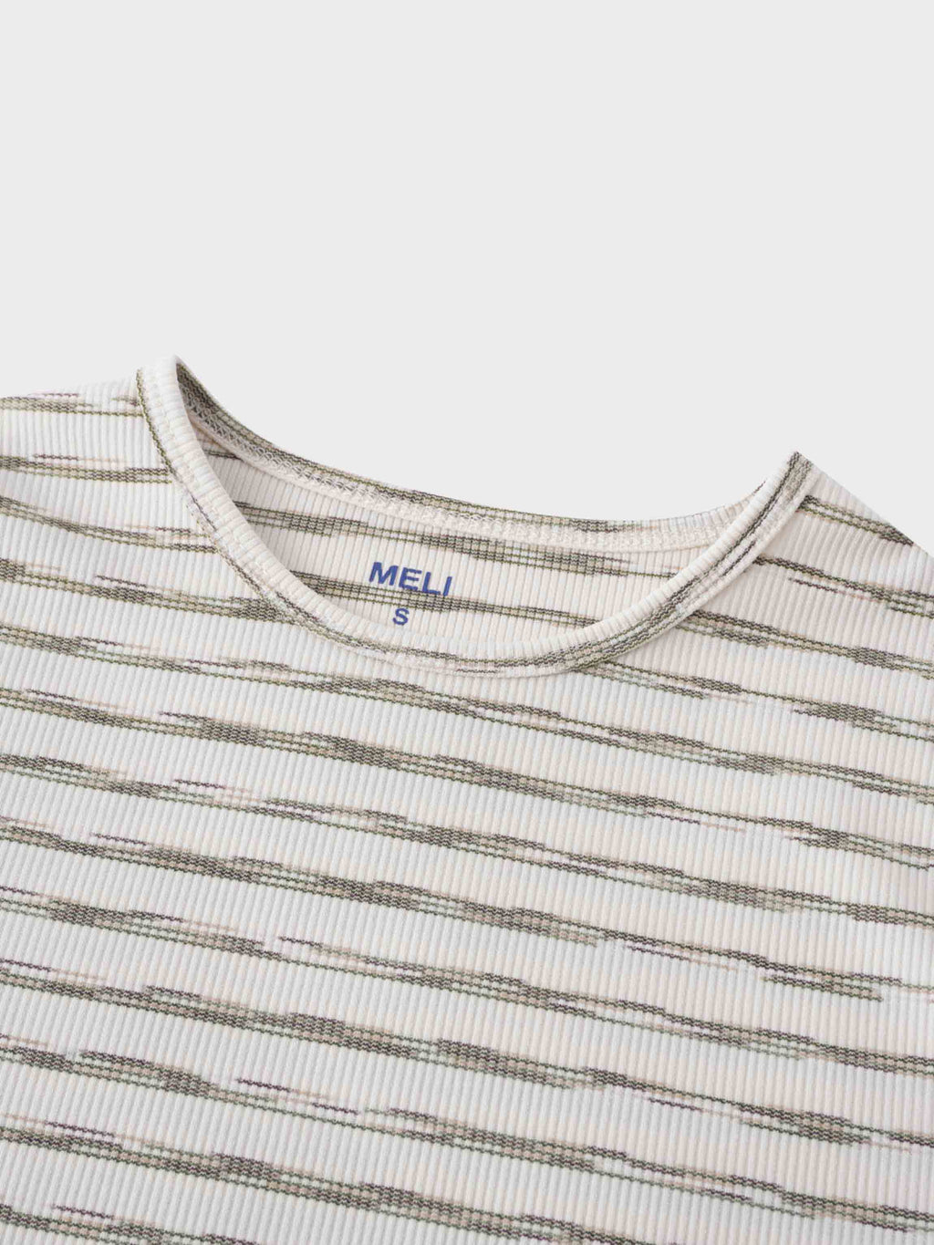 Multi Striped Ribbed Crew-Space Dye Olive