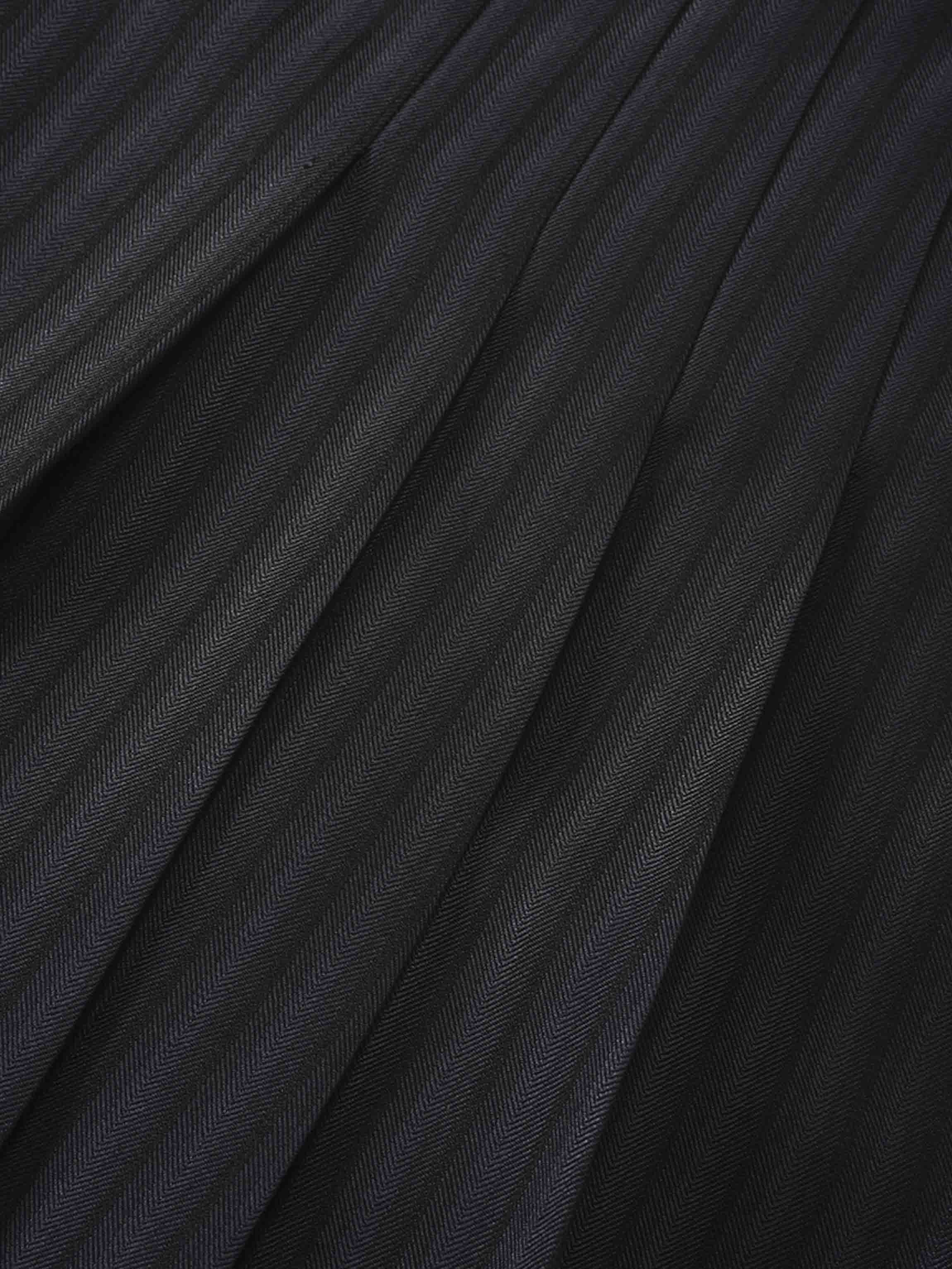 Herringbone Front Pleat Skirt-Grey/Black