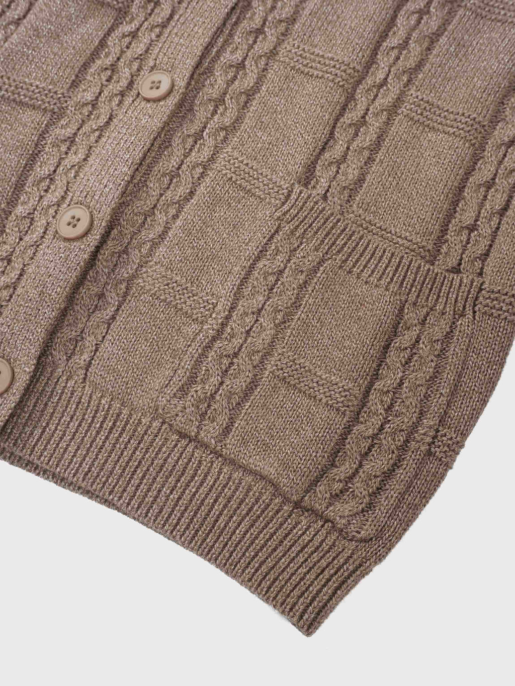 Cable Design Cardigan-Heathered Camel