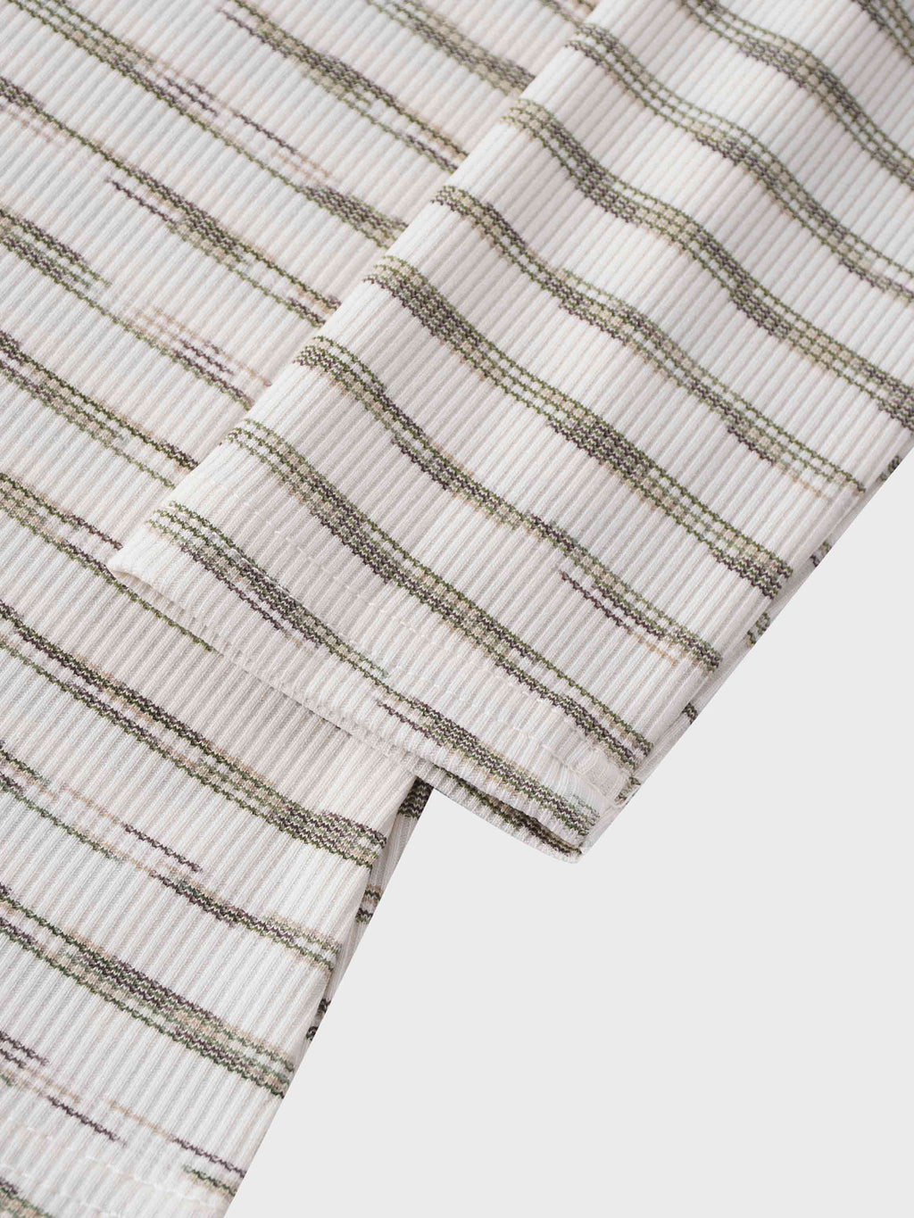 Multi Striped Ribbed Crew-Space Dye Olive