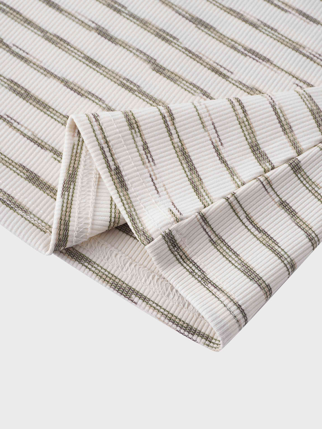 Multi Striped Ribbed Crew-Space Dye Olive