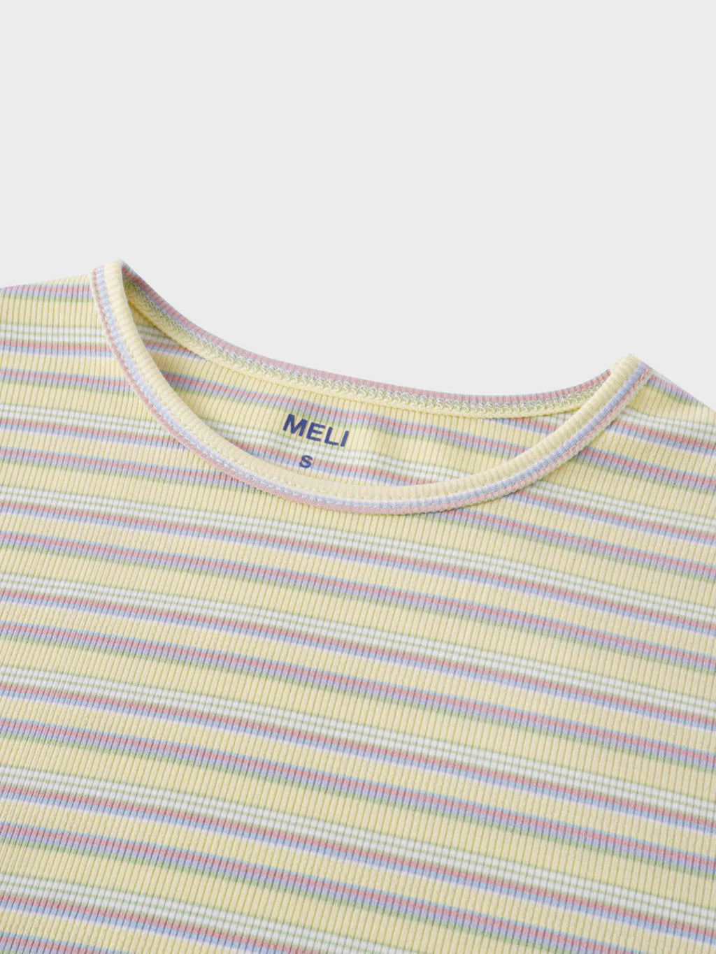 Multi Striped Ribbed Crew-Yellow