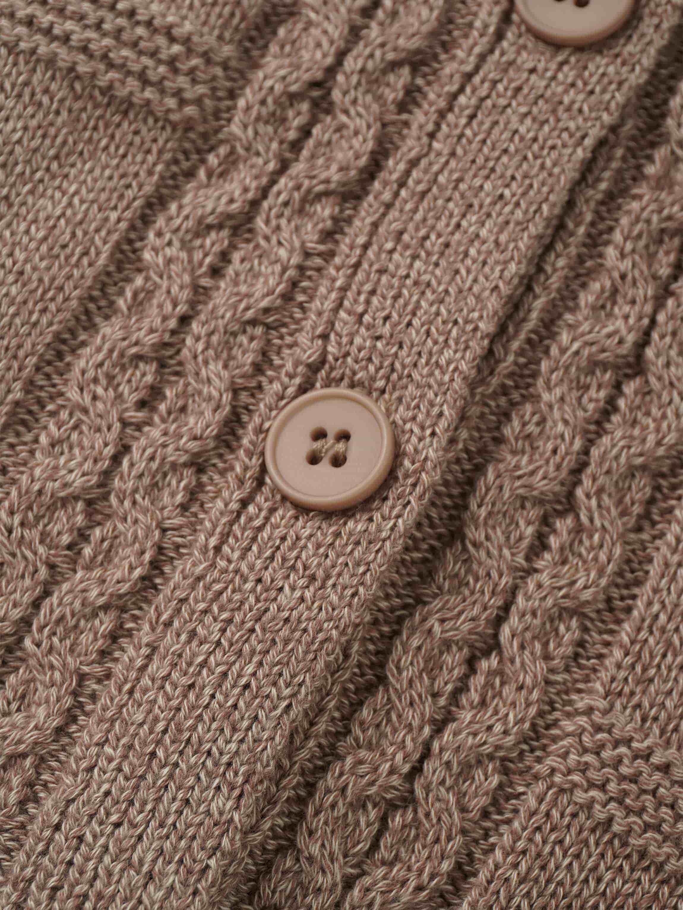 Cable Design Cardigan-Heathered Camel