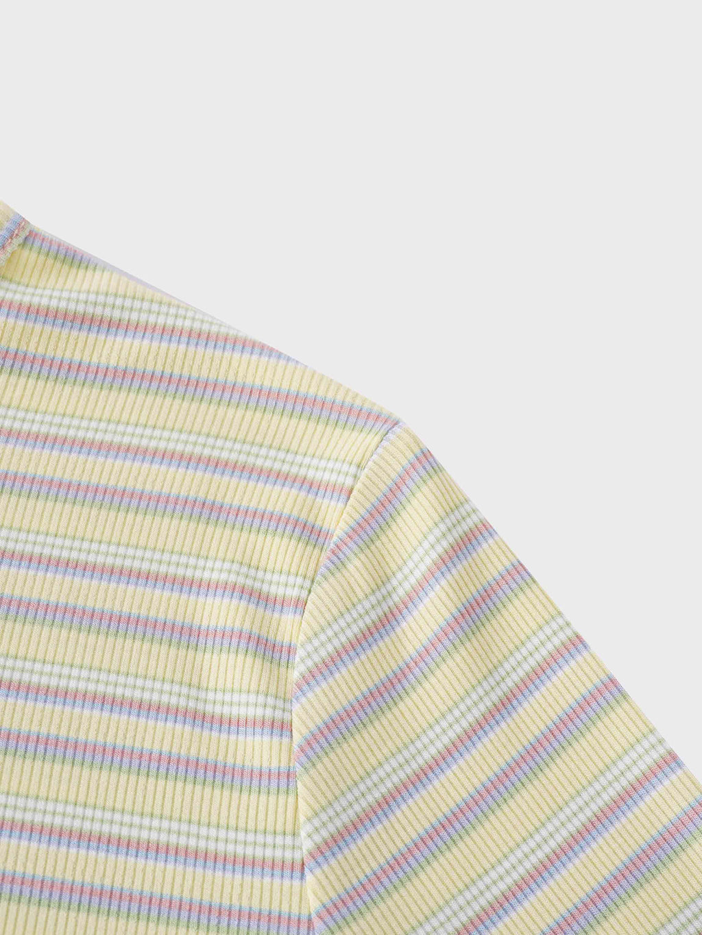 Multi Striped Ribbed Crew-Yellow