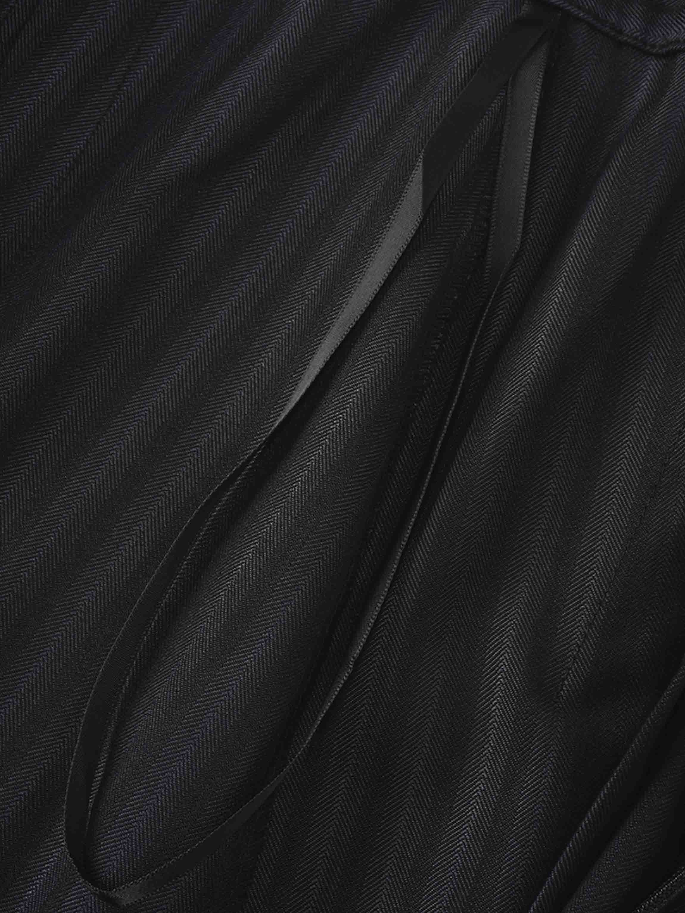 Herringbone Front Pleat Skirt-Grey/Black