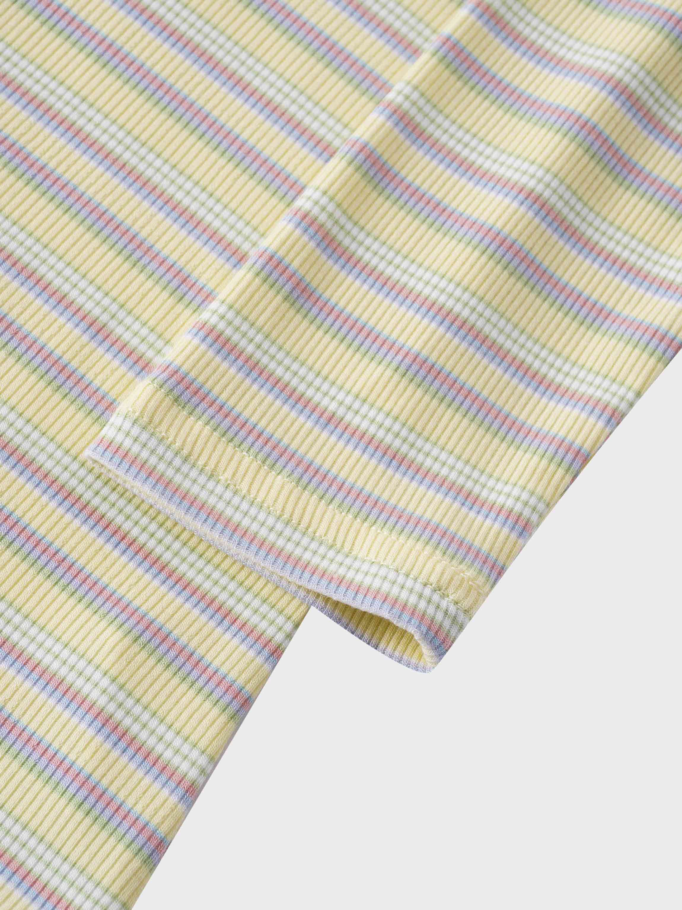 Multi Striped Ribbed Crew-Yellow