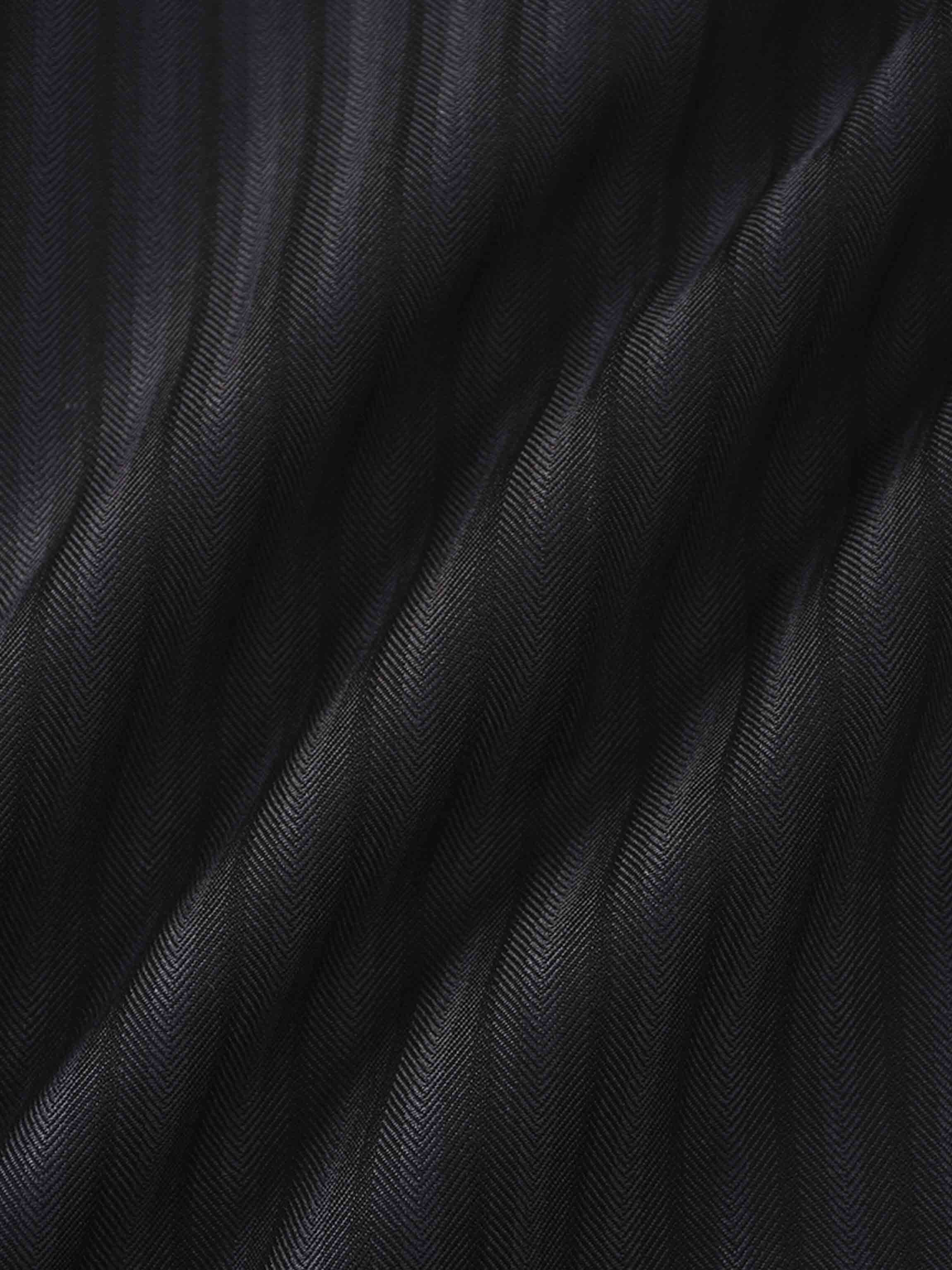 Herringbone Front Pleat Skirt-Grey/Black