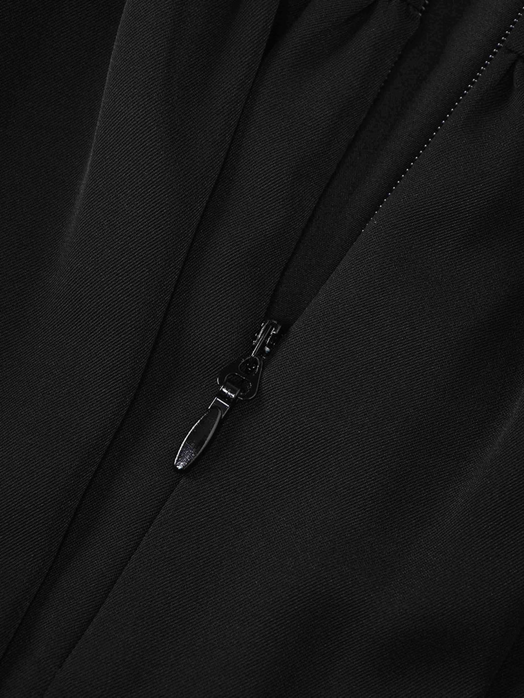 Side Button Pleat Dress-Black