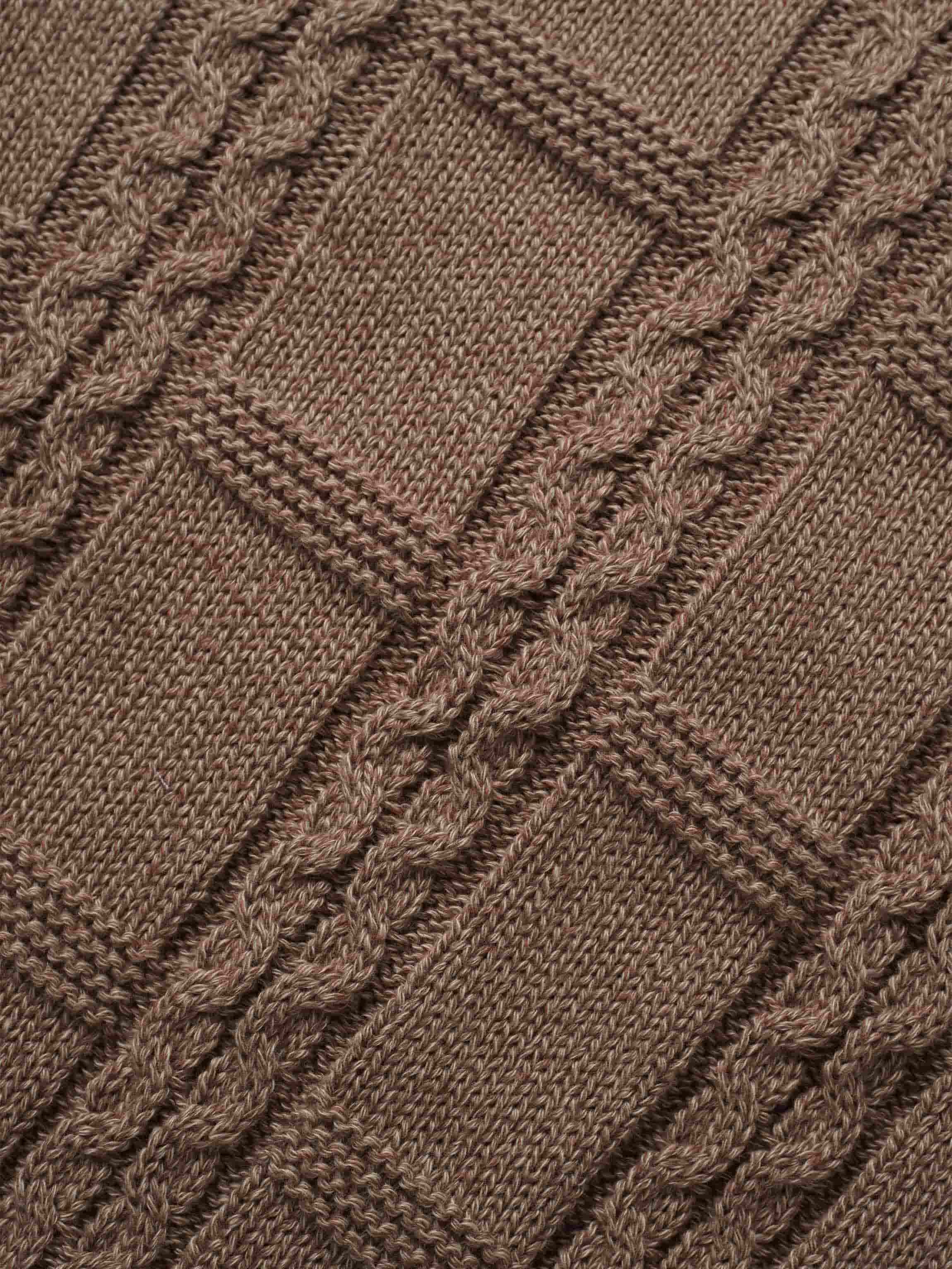 Cable Design Cardigan-Heathered Camel