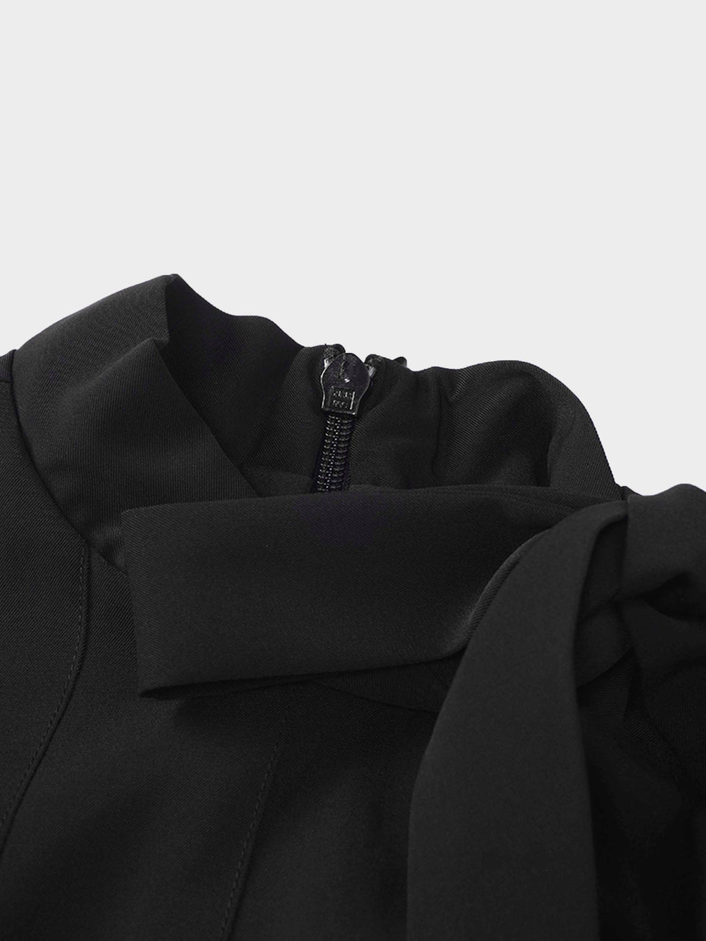 Side Button Pleat Dress-Black