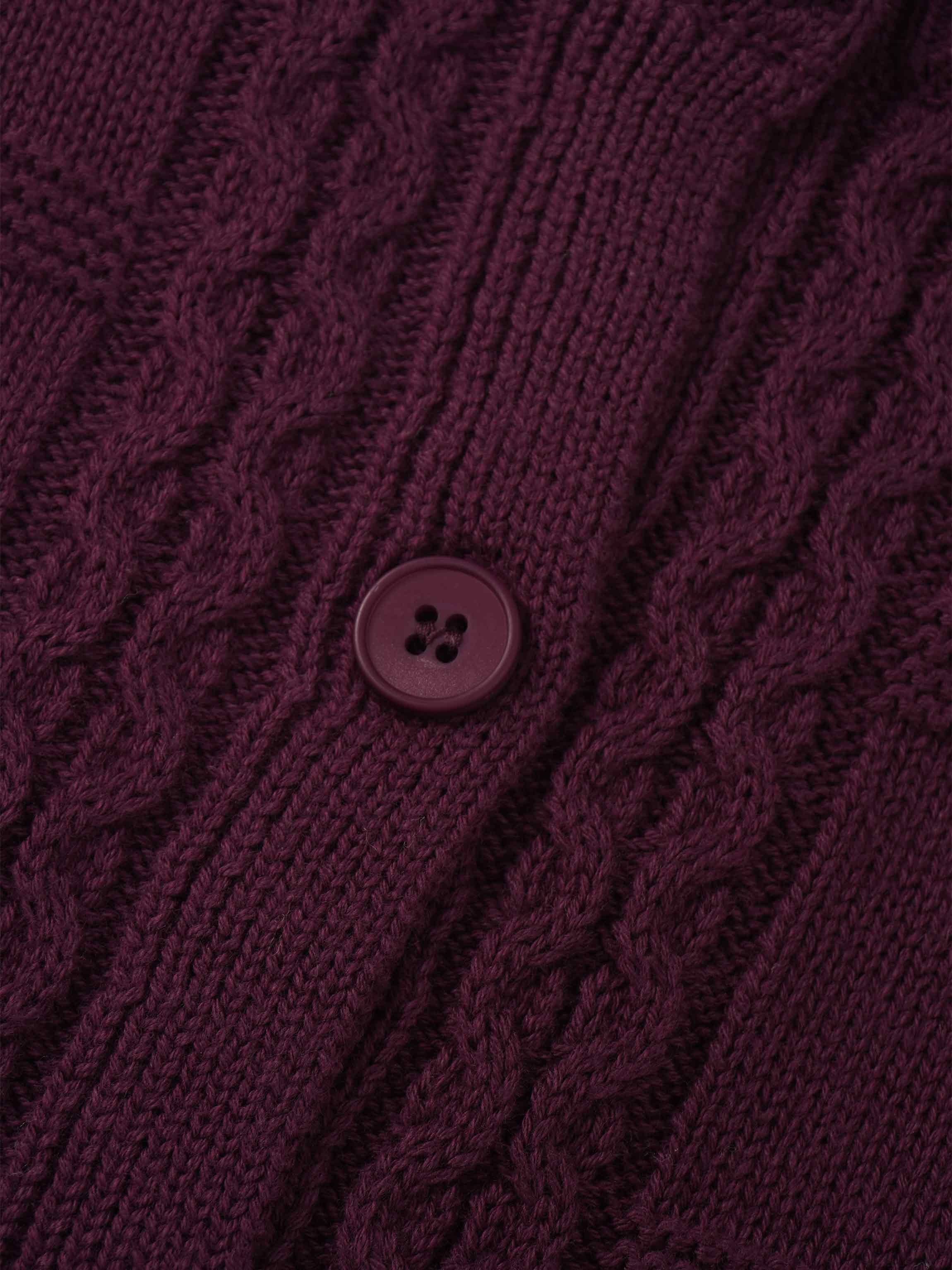 Cable Design Cardigan-Burgundy