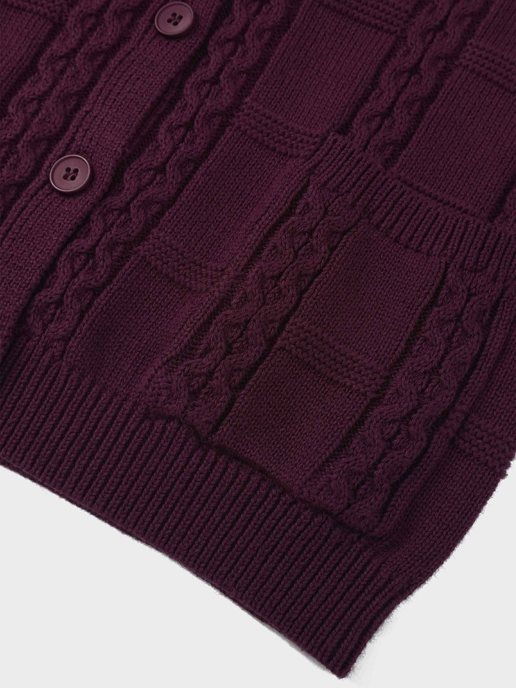 Cable Design Cardigan-Burgundy