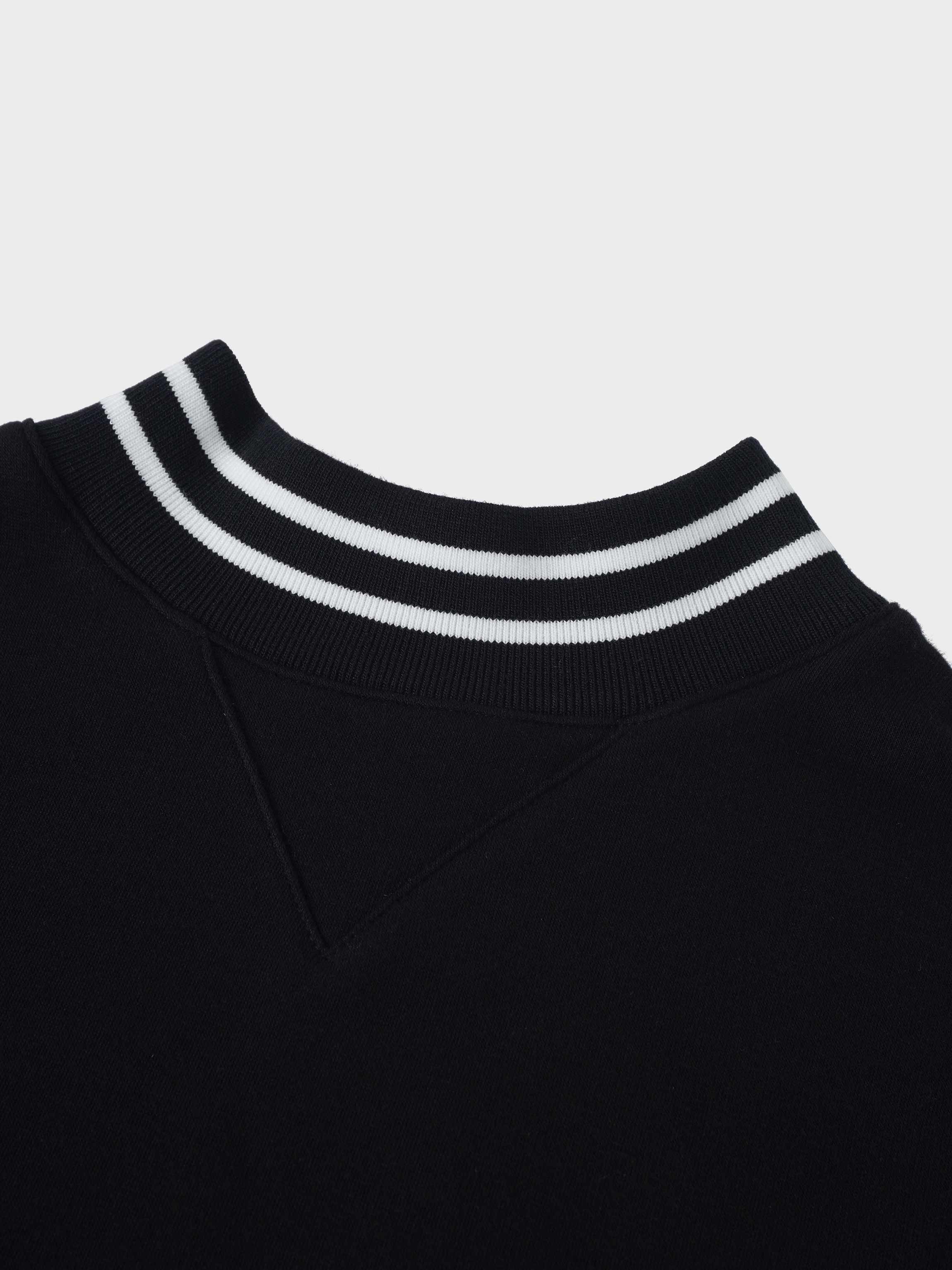 Striped High Neck Sweatshirt-Black/White