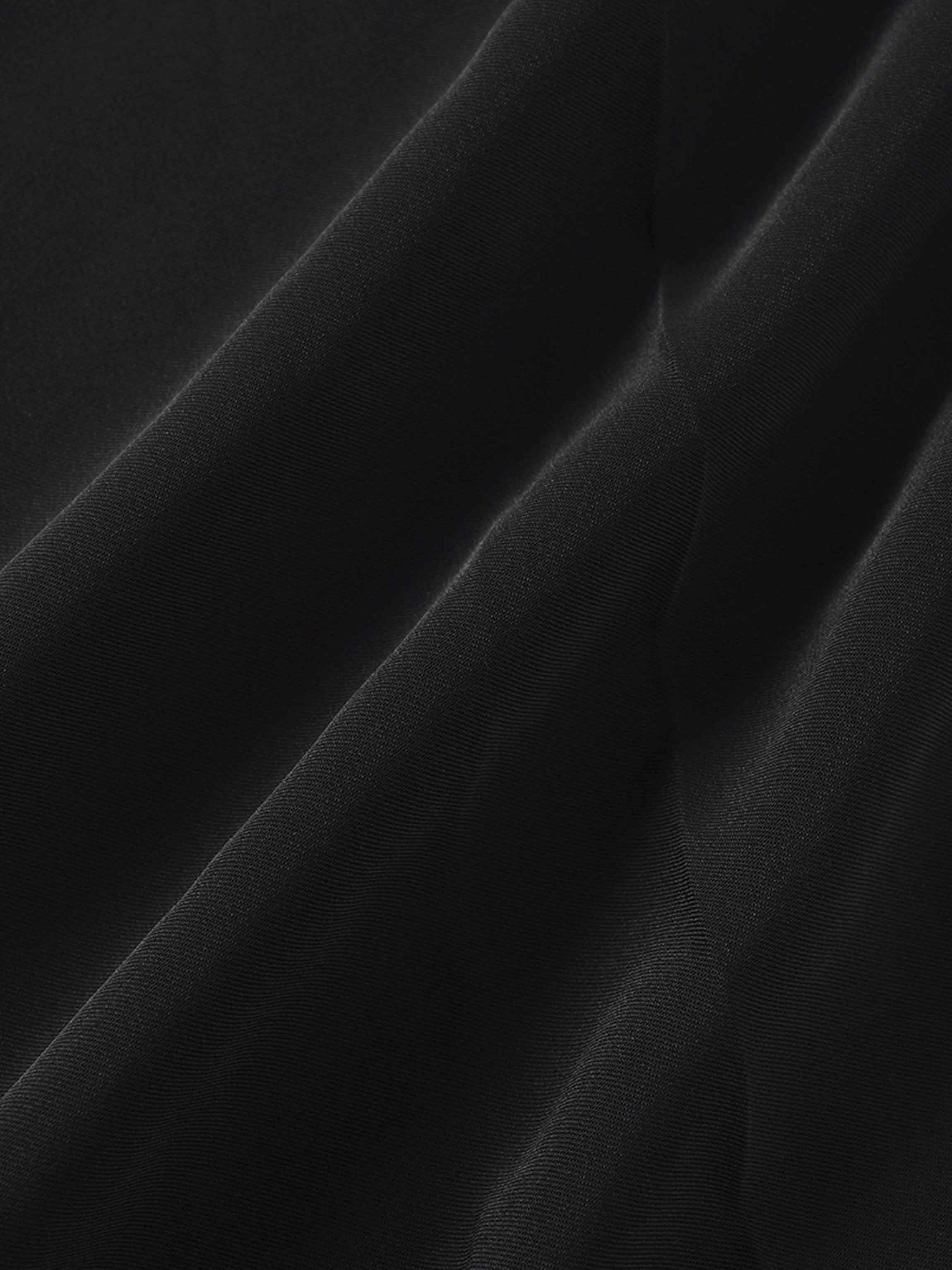 Side Button Pleat Dress-Black