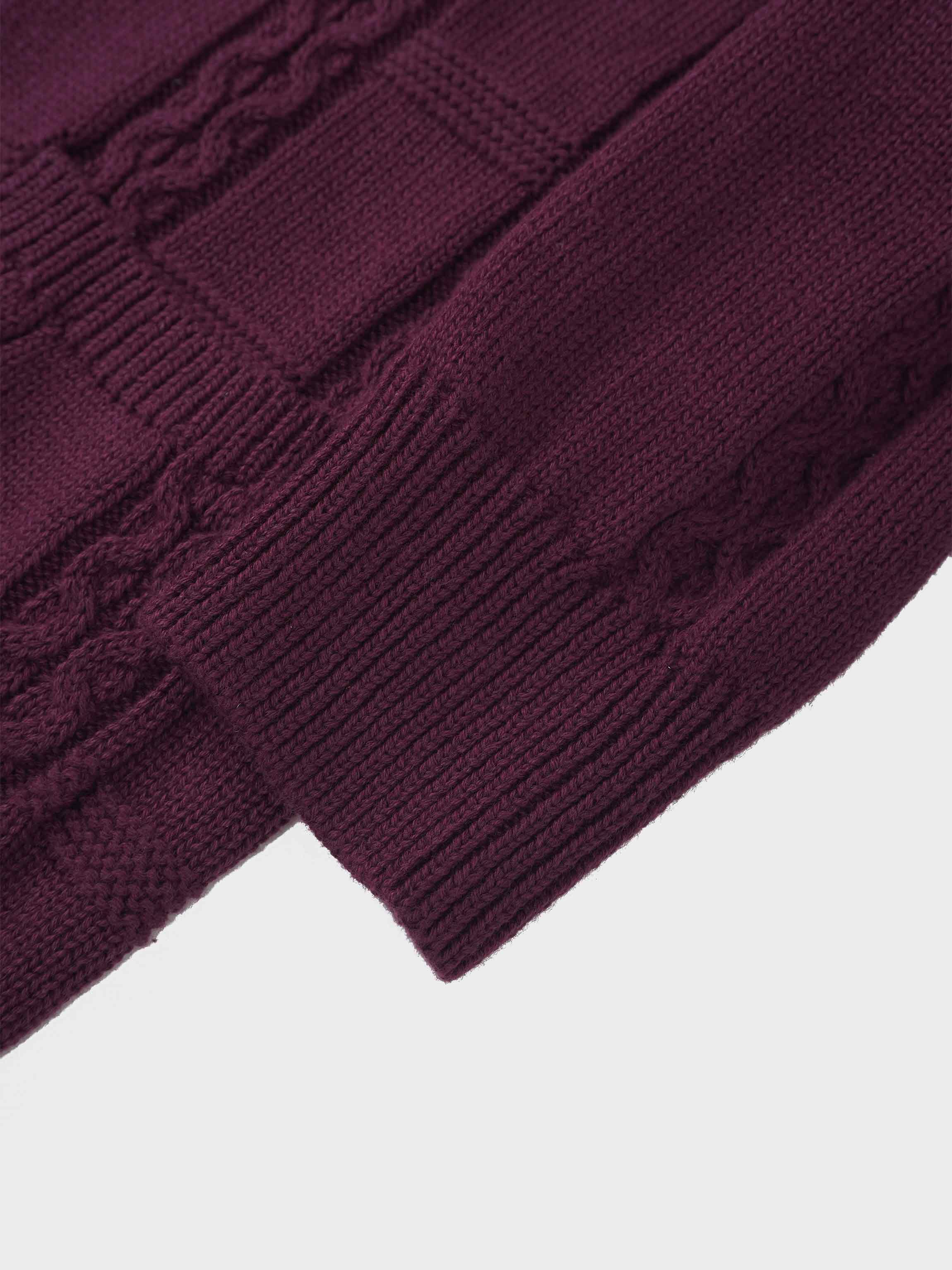 Cable Design Cardigan-Burgundy