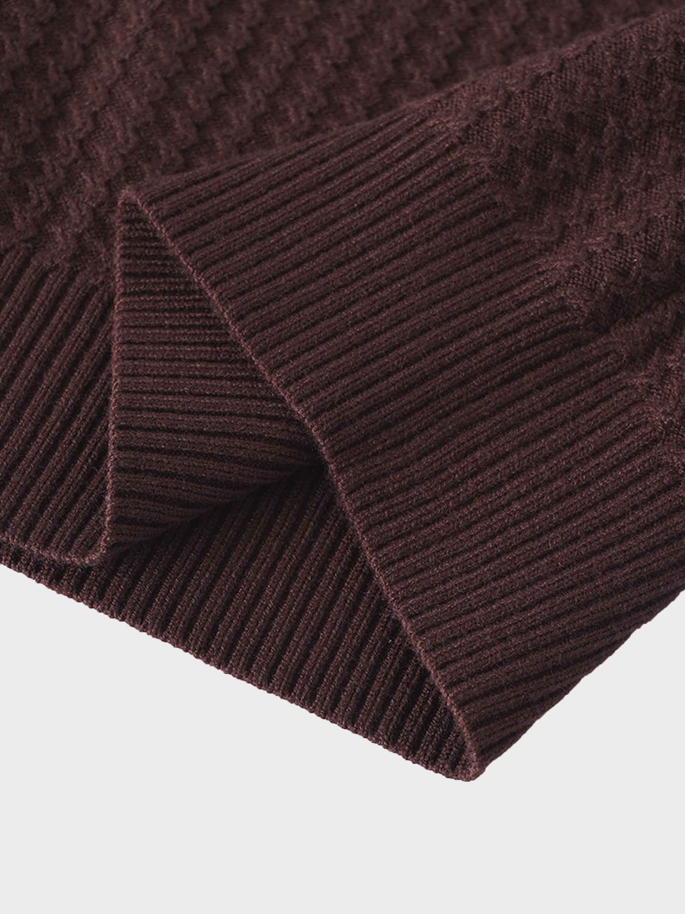 Waffle Wave Sweater- Solid Brown