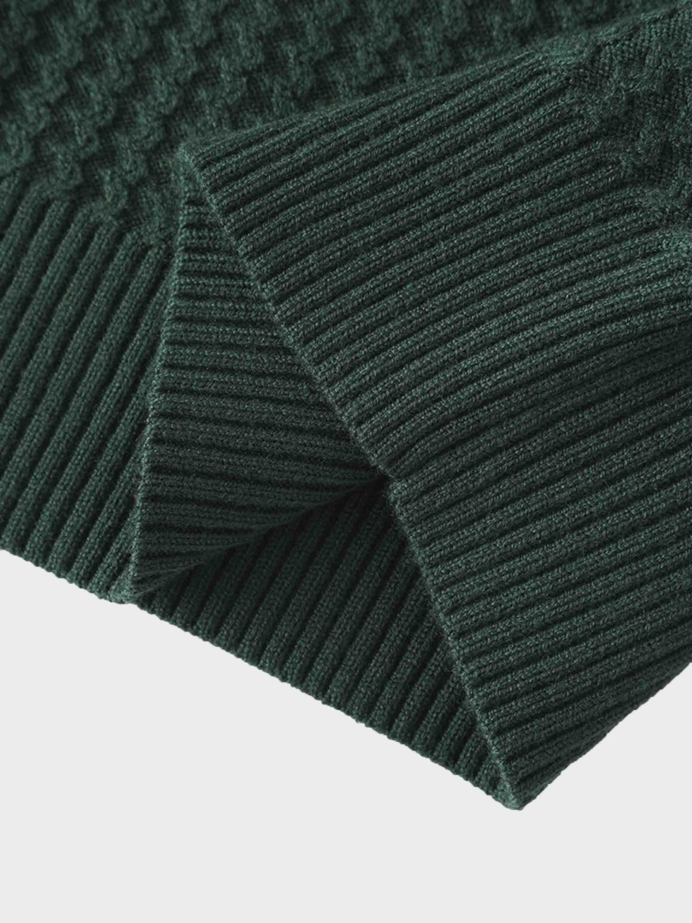 Waffle Wave Sweater- Solid Green