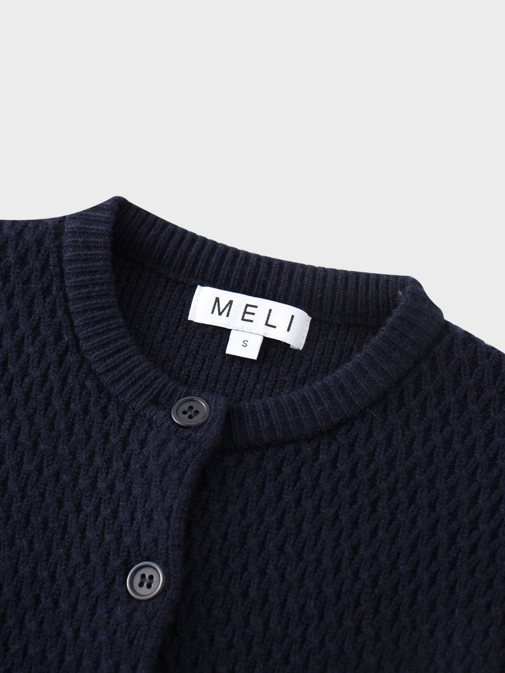 Textured Crew Cardigan-Navy