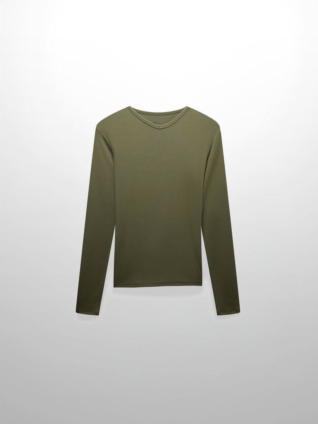 RIBBED HIGH V TEE LS-CAMOUFLAGE GREEN