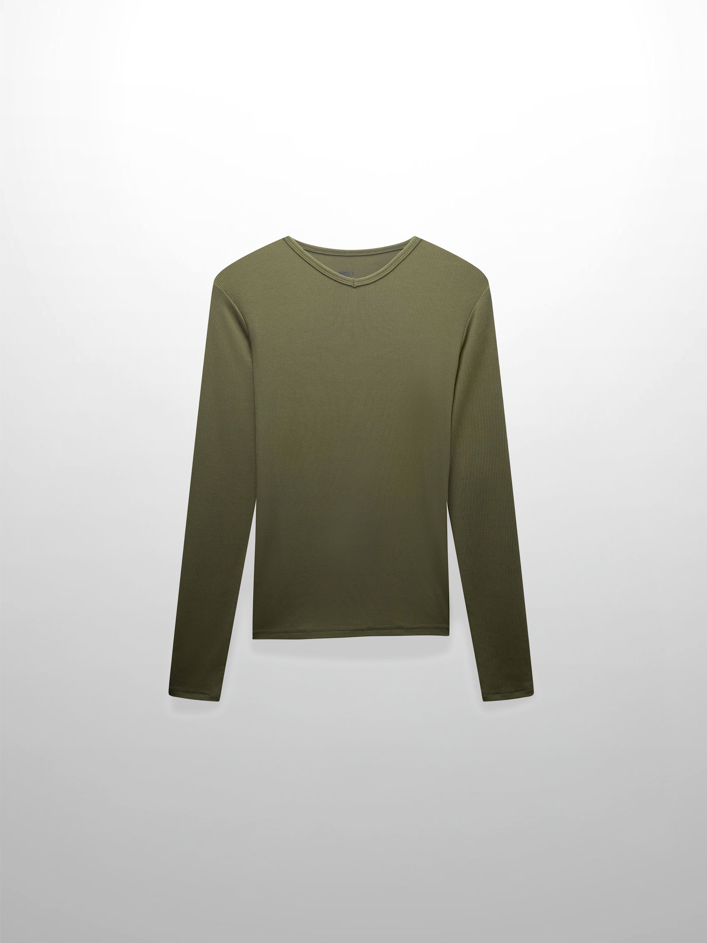 RIBBED HIGH V TEE LS-CAMOUFLAGE GREEN