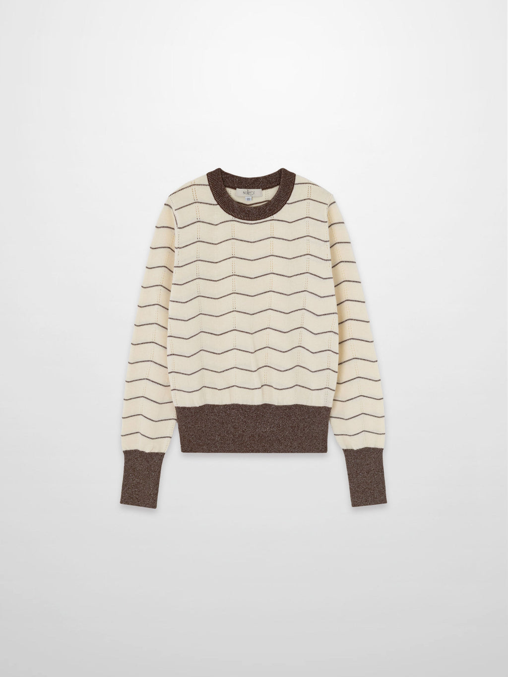 Lurex Striped Sweater-Cream/Brown