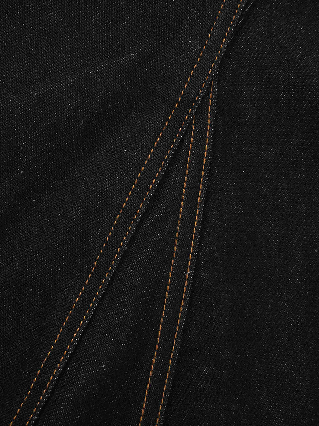 Seamed Full Circle Denim Skirt-Black