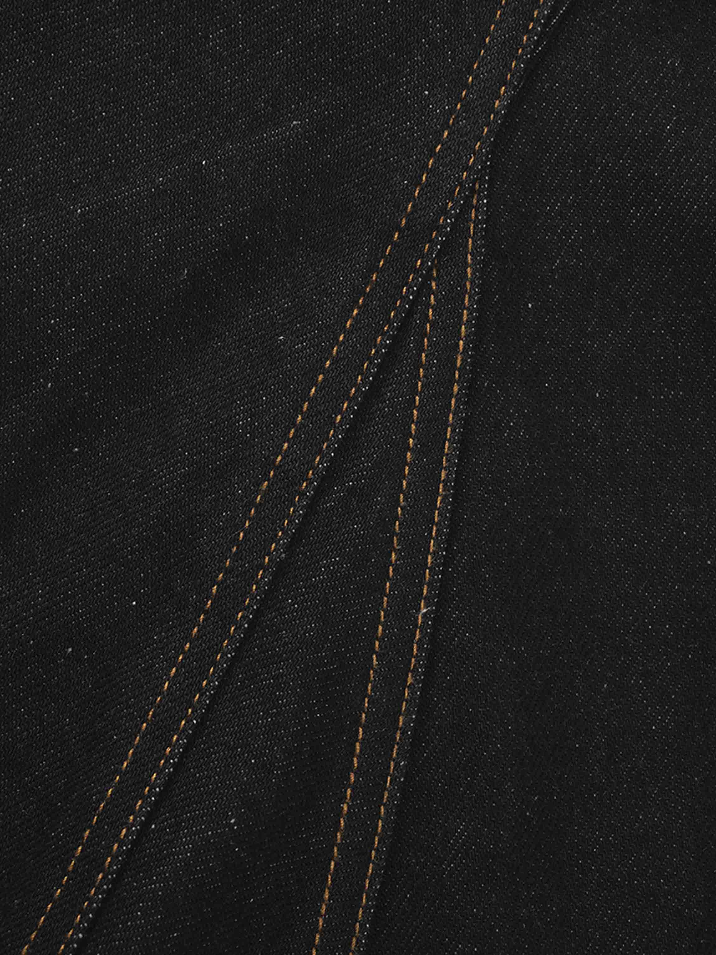 Seamed Full Circle Denim Skirt-Black