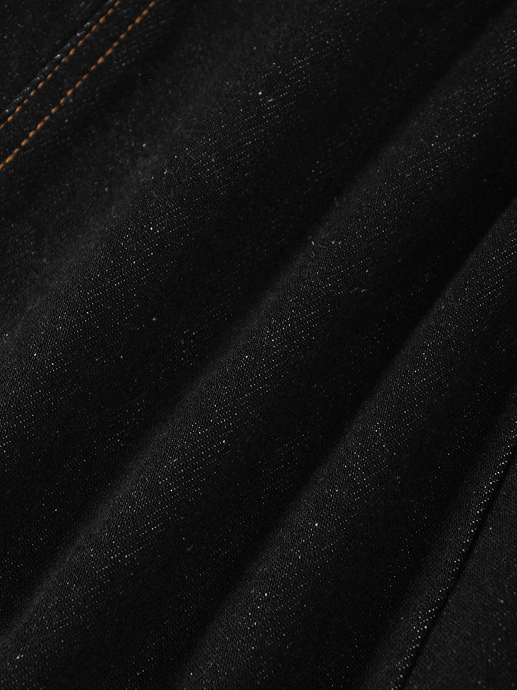 Seamed Full Circle Denim Skirt-Black