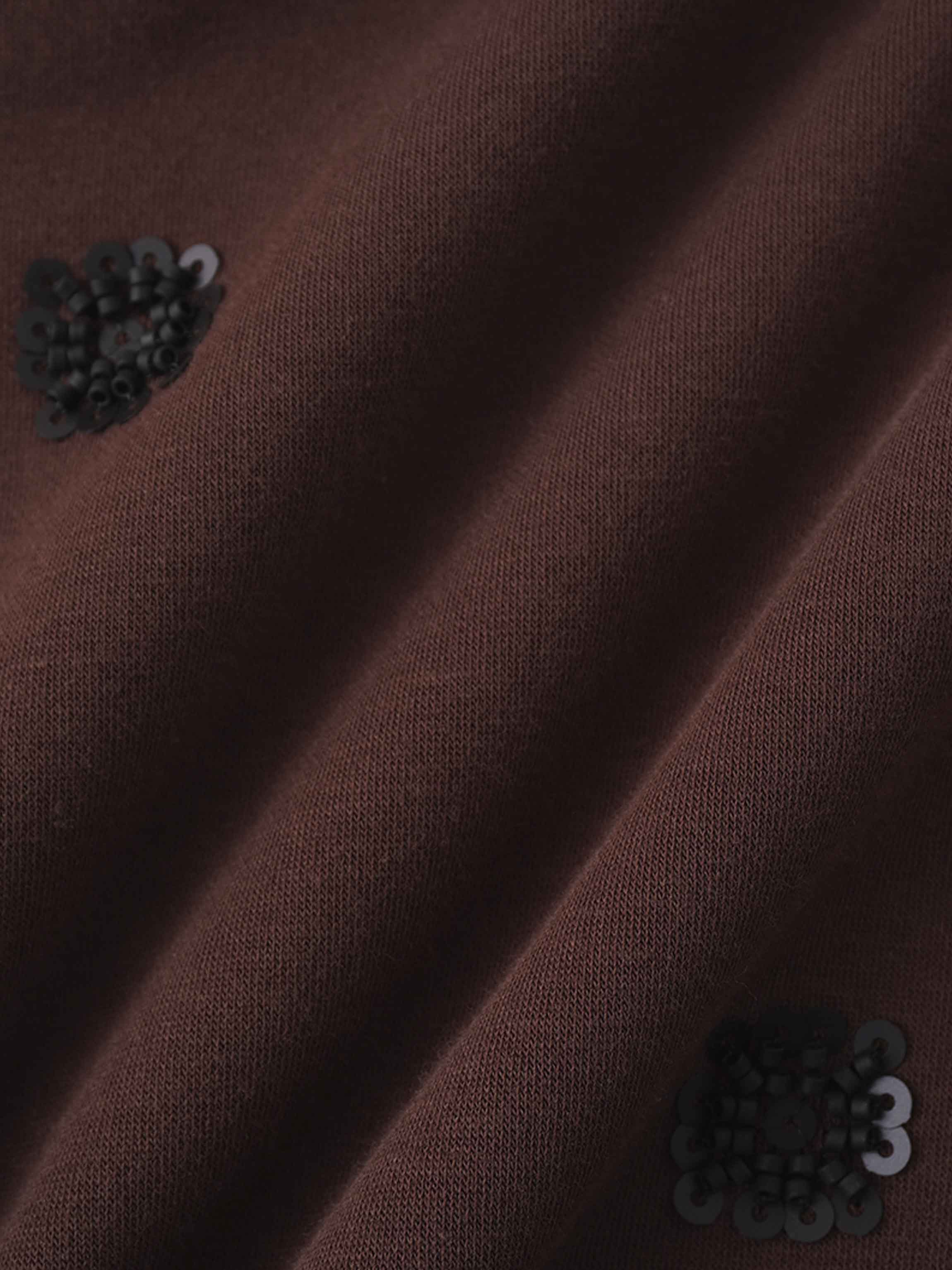 Embellished Sweatshirt-Brown/Black