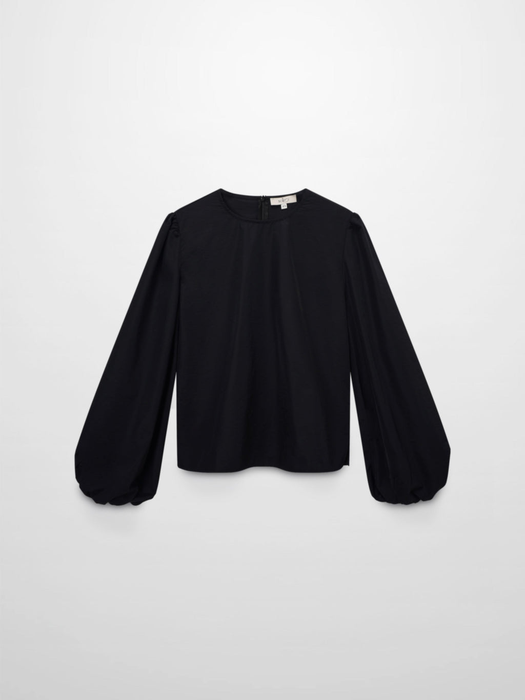 Bubble Sleeve Taffeta Top-Black