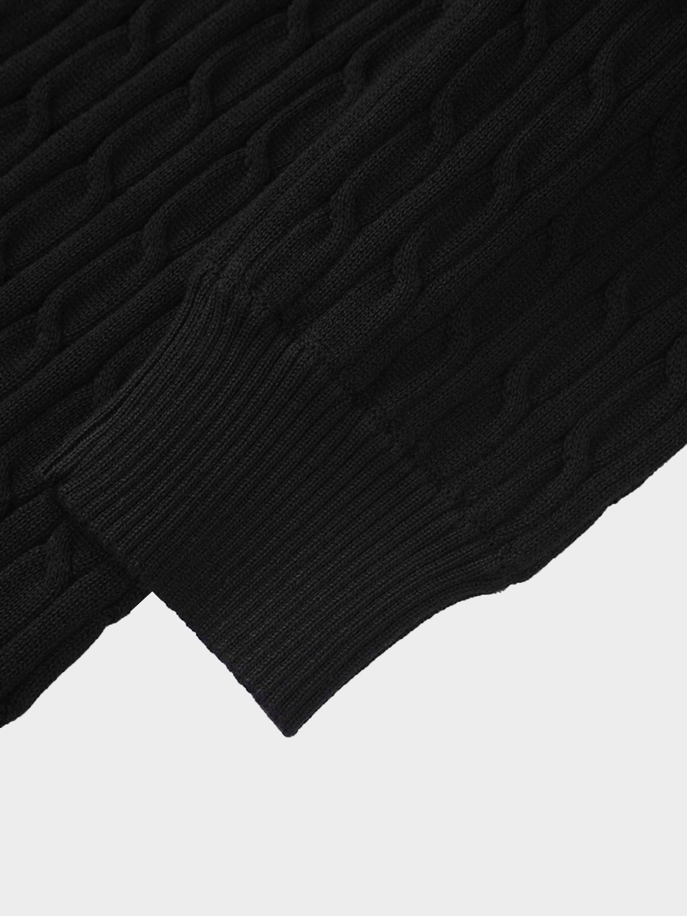 Zip Up Cable Hoodie-Black