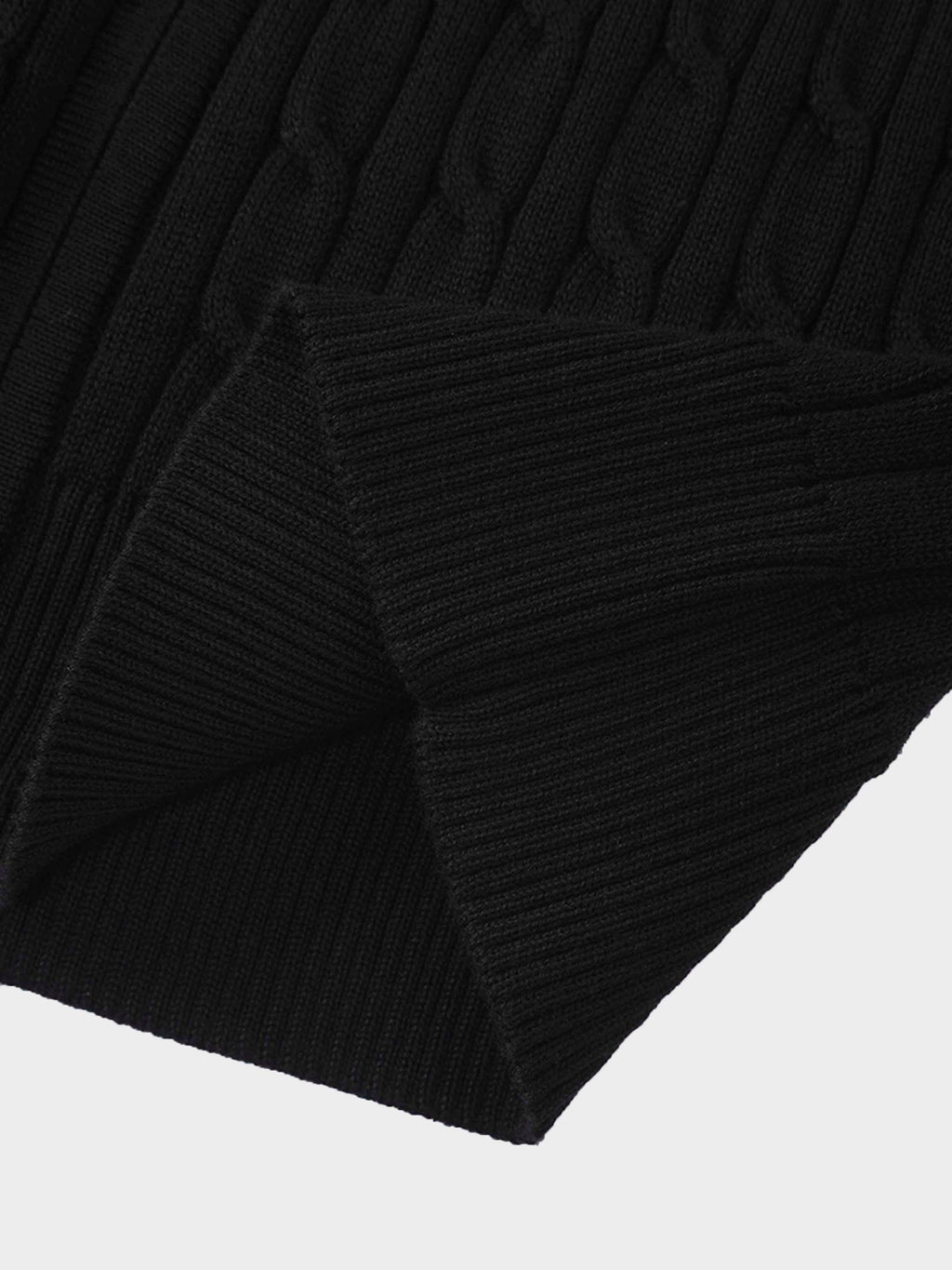 Zip Up Cable Hoodie-Black