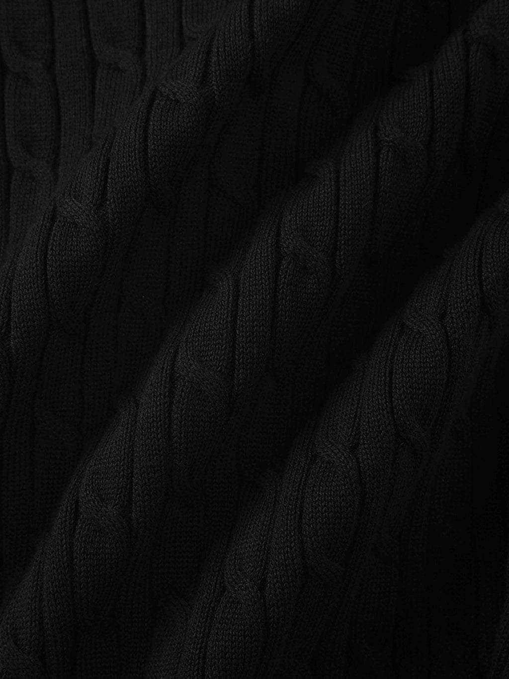 Zip Up Cable Hoodie-Black