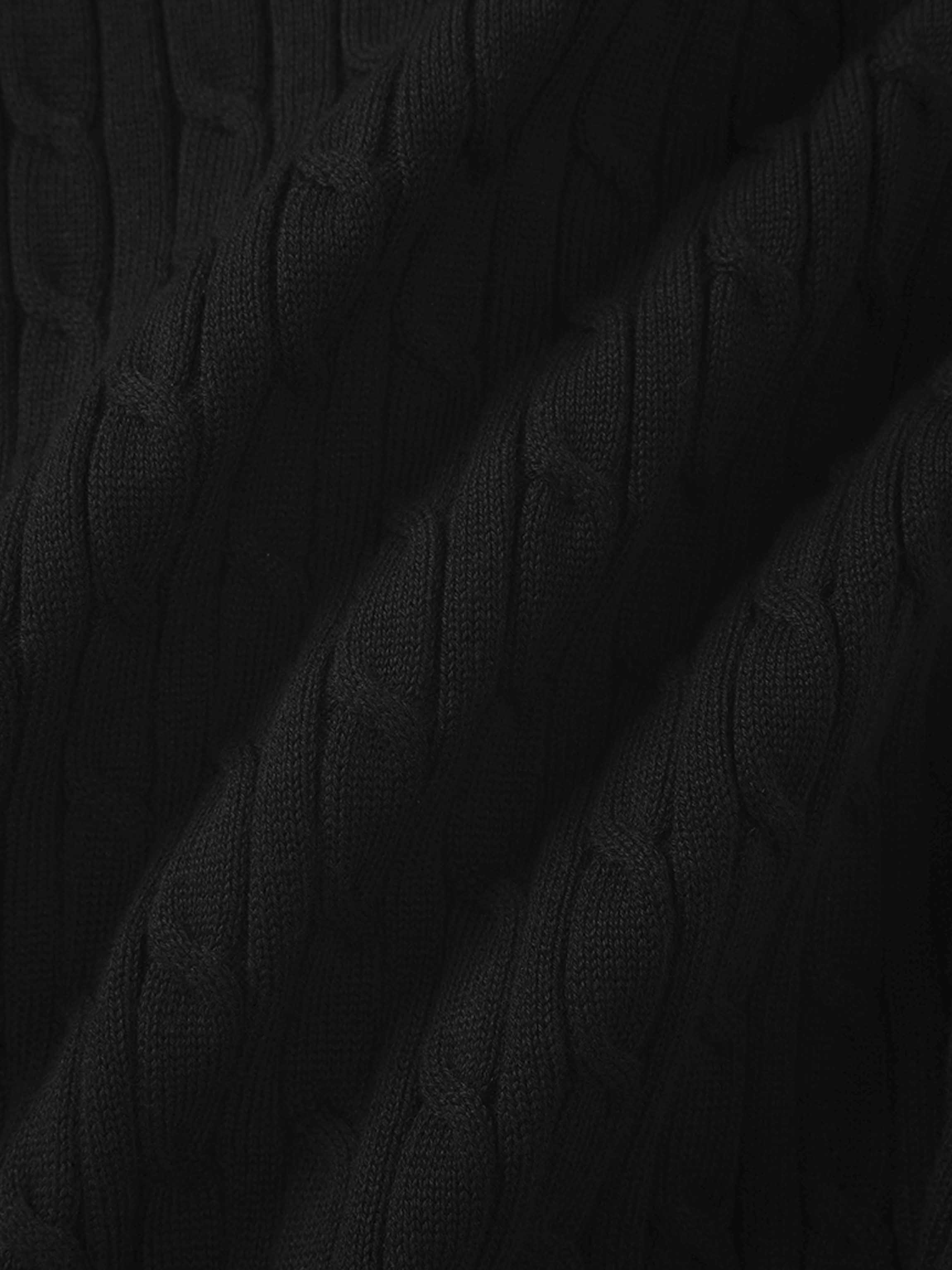 Zip Up Cable Hoodie-Black