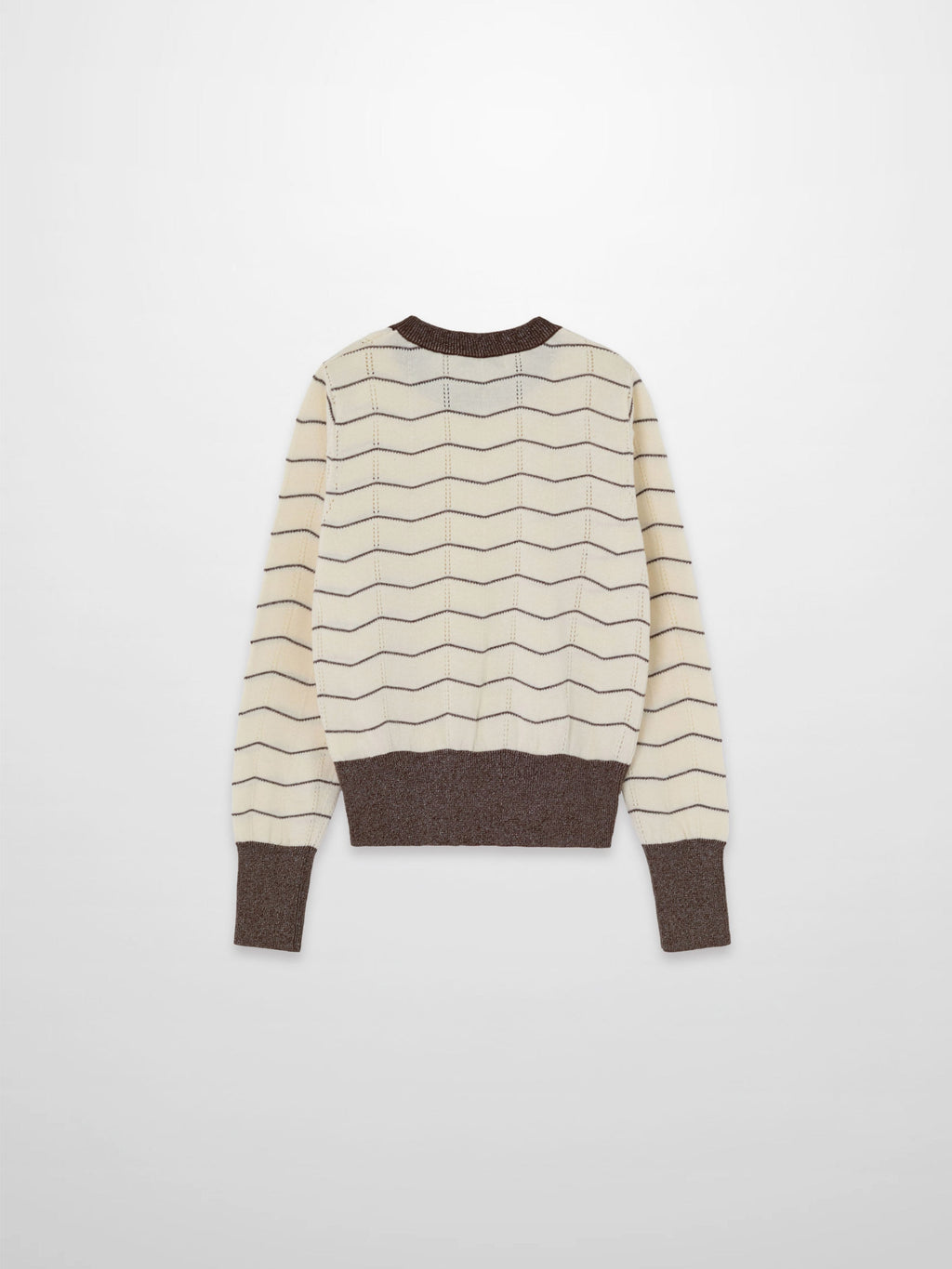 Lurex Striped Sweater-Cream/Brown