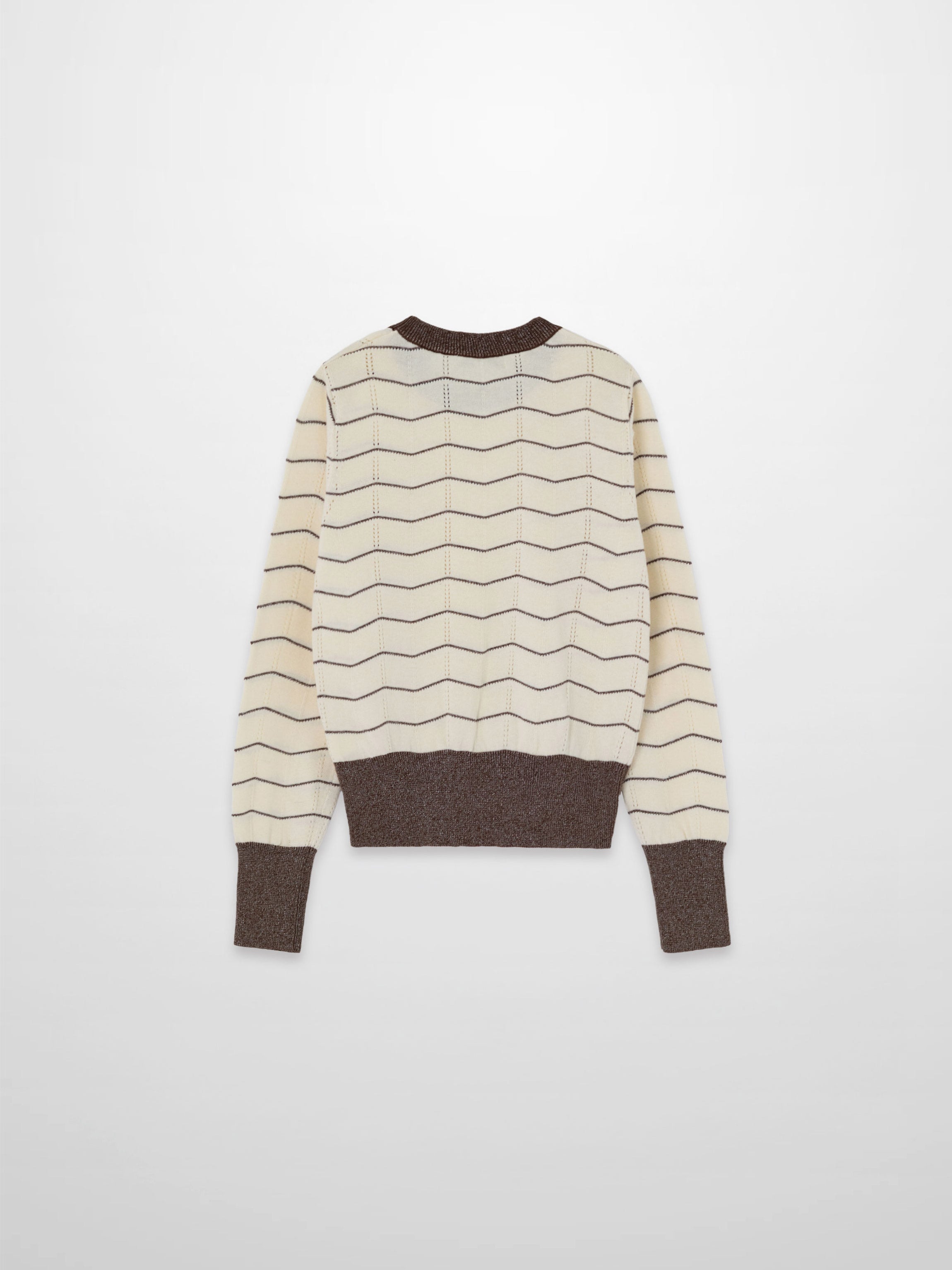 Lurex Striped Sweater-Cream/Brown