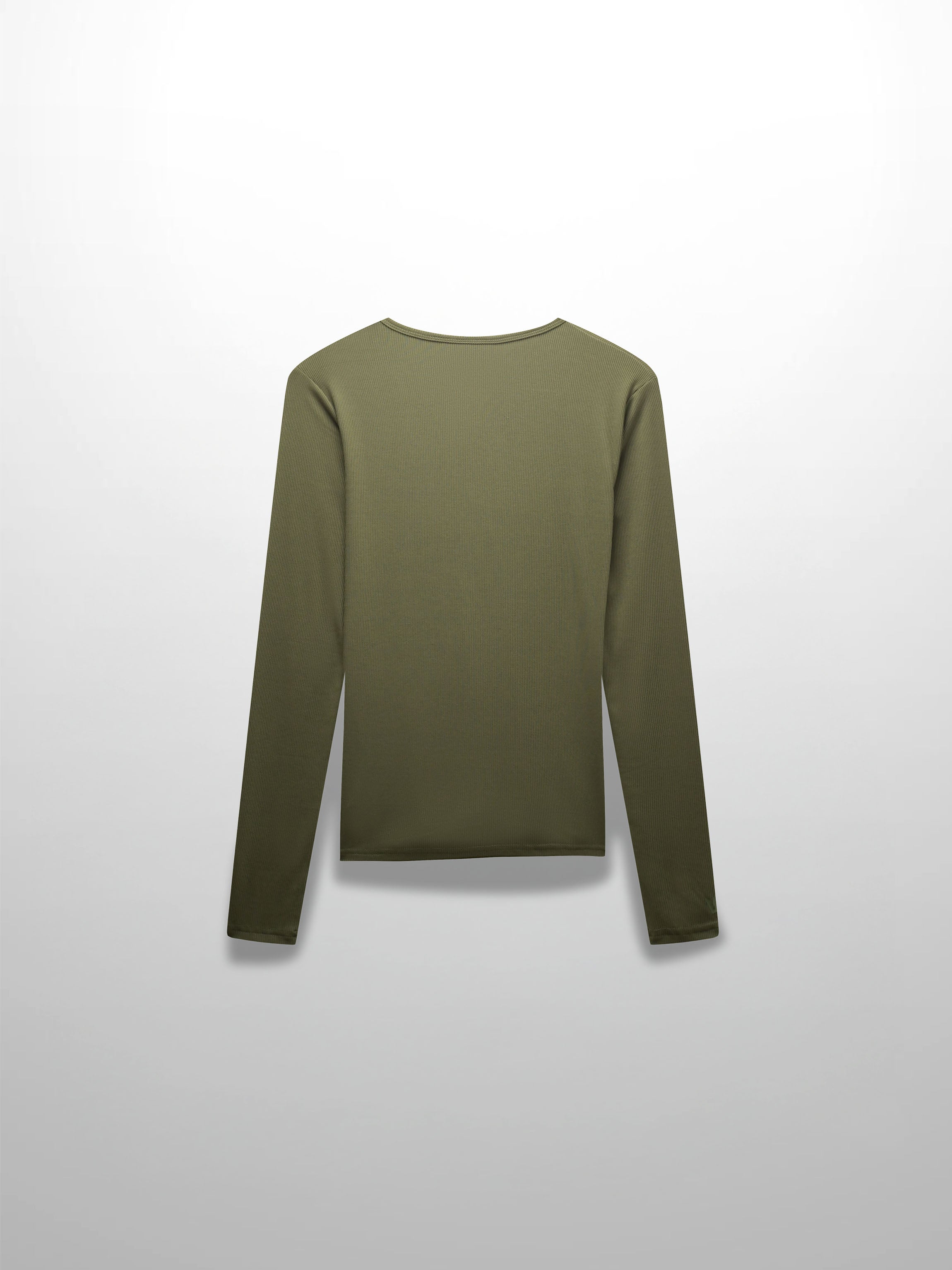 RIBBED HIGH V TEE LS-CAMOUFLAGE GREEN