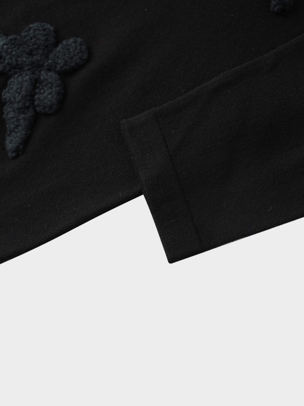 Crochet Puff Flower Sweater Set-Black