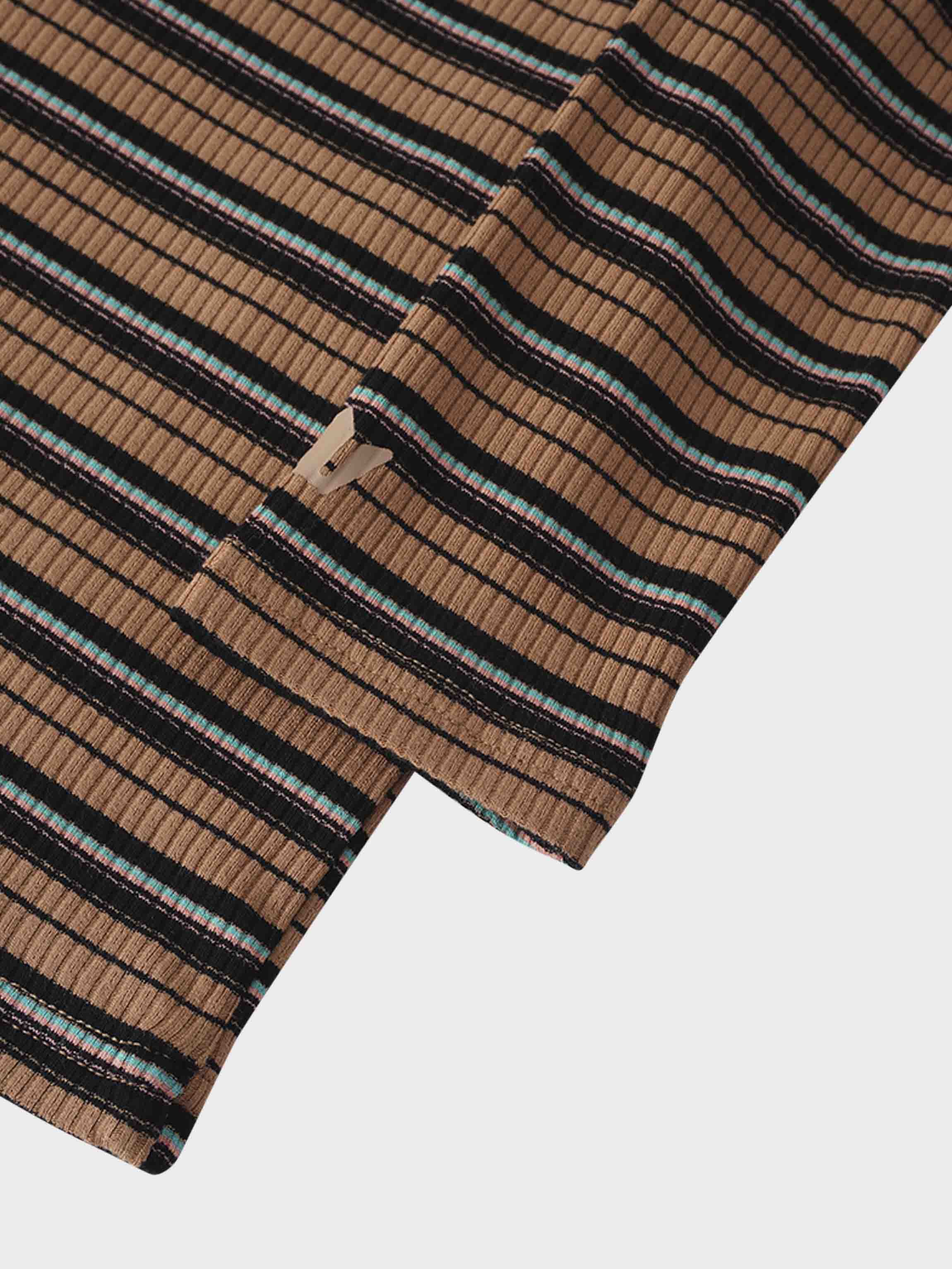 Striped Wrap Tee-Caramel