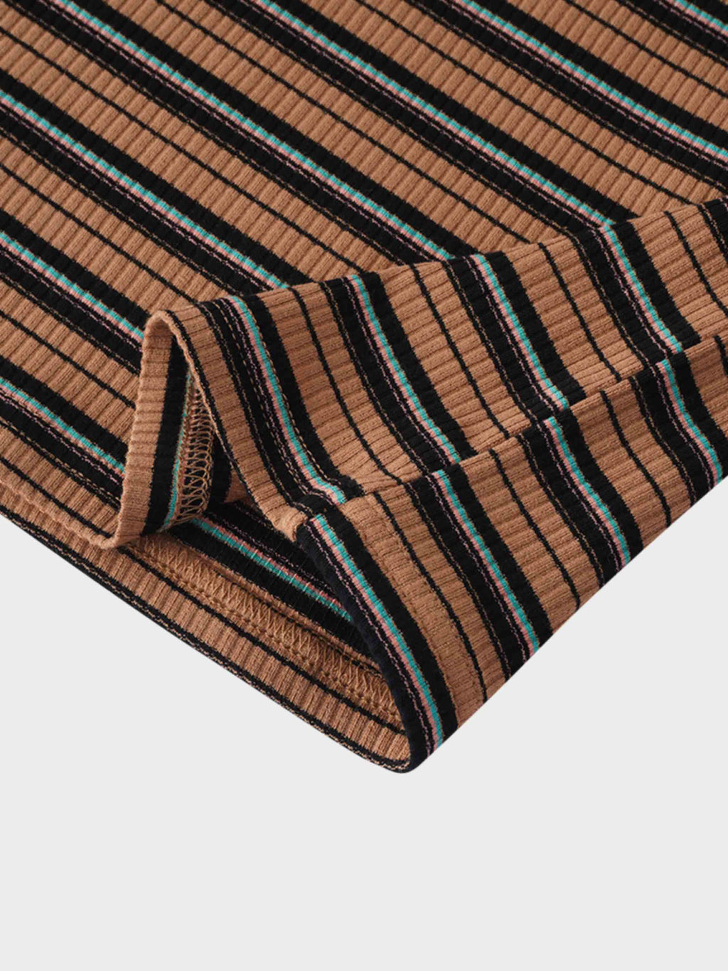 Striped Wrap Tee-Caramel