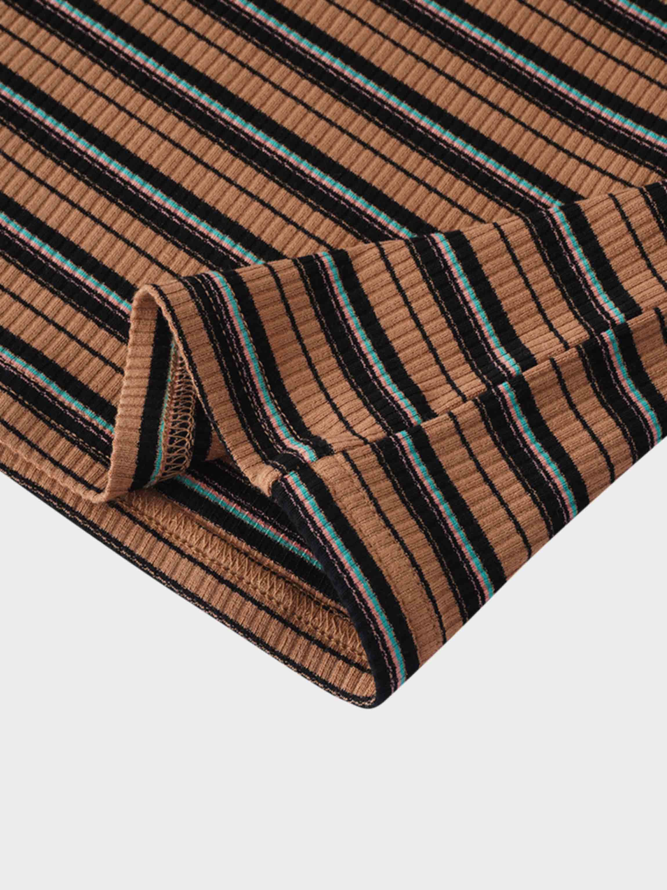 Striped Wrap Tee-Caramel