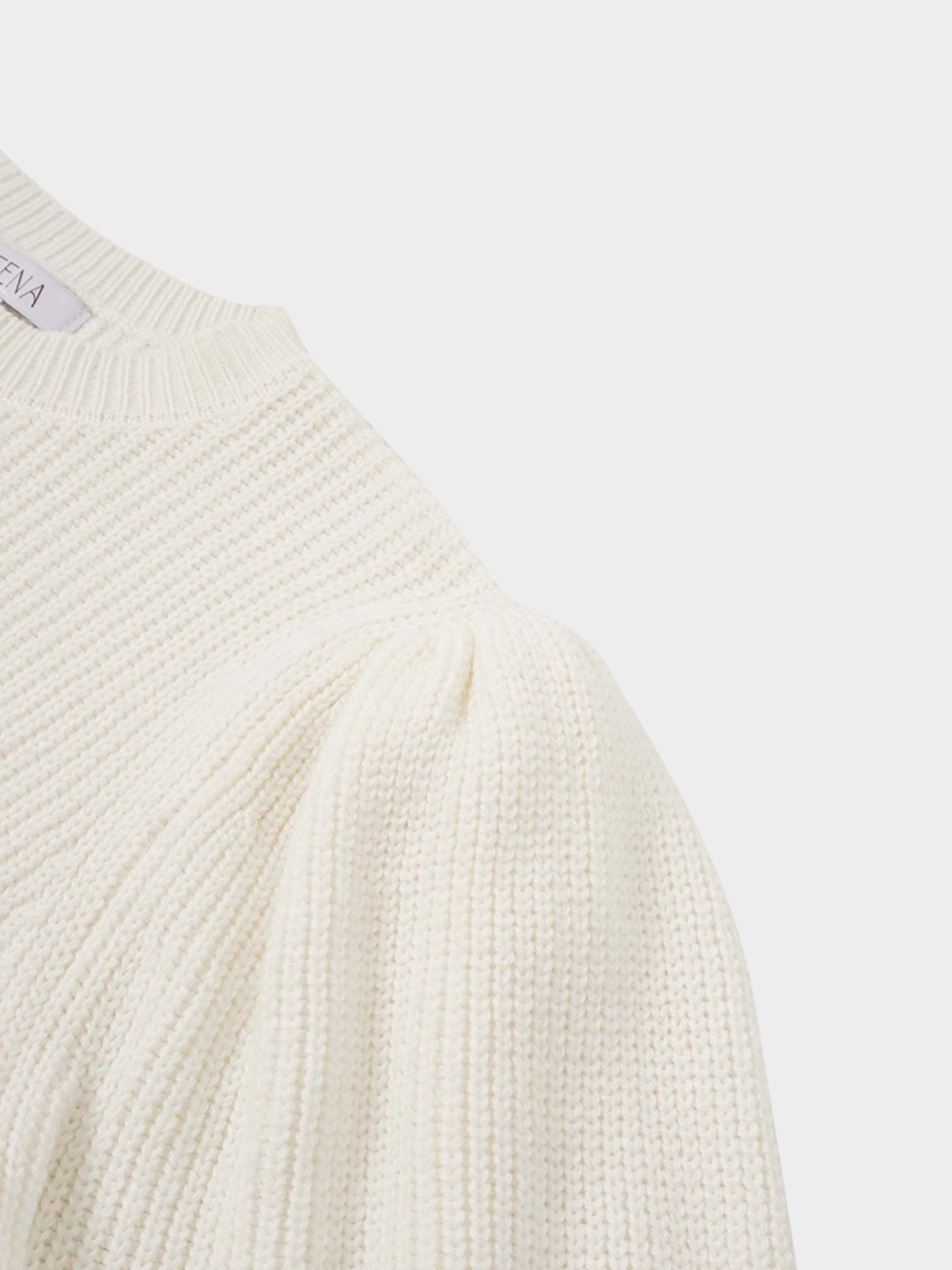 Puff Sleeve Sweater-Cream