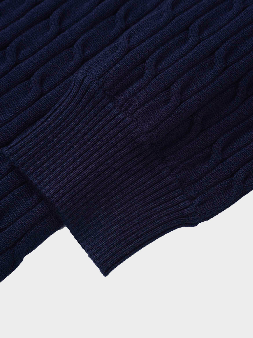 Zip Up Cable Hoodie-Navy